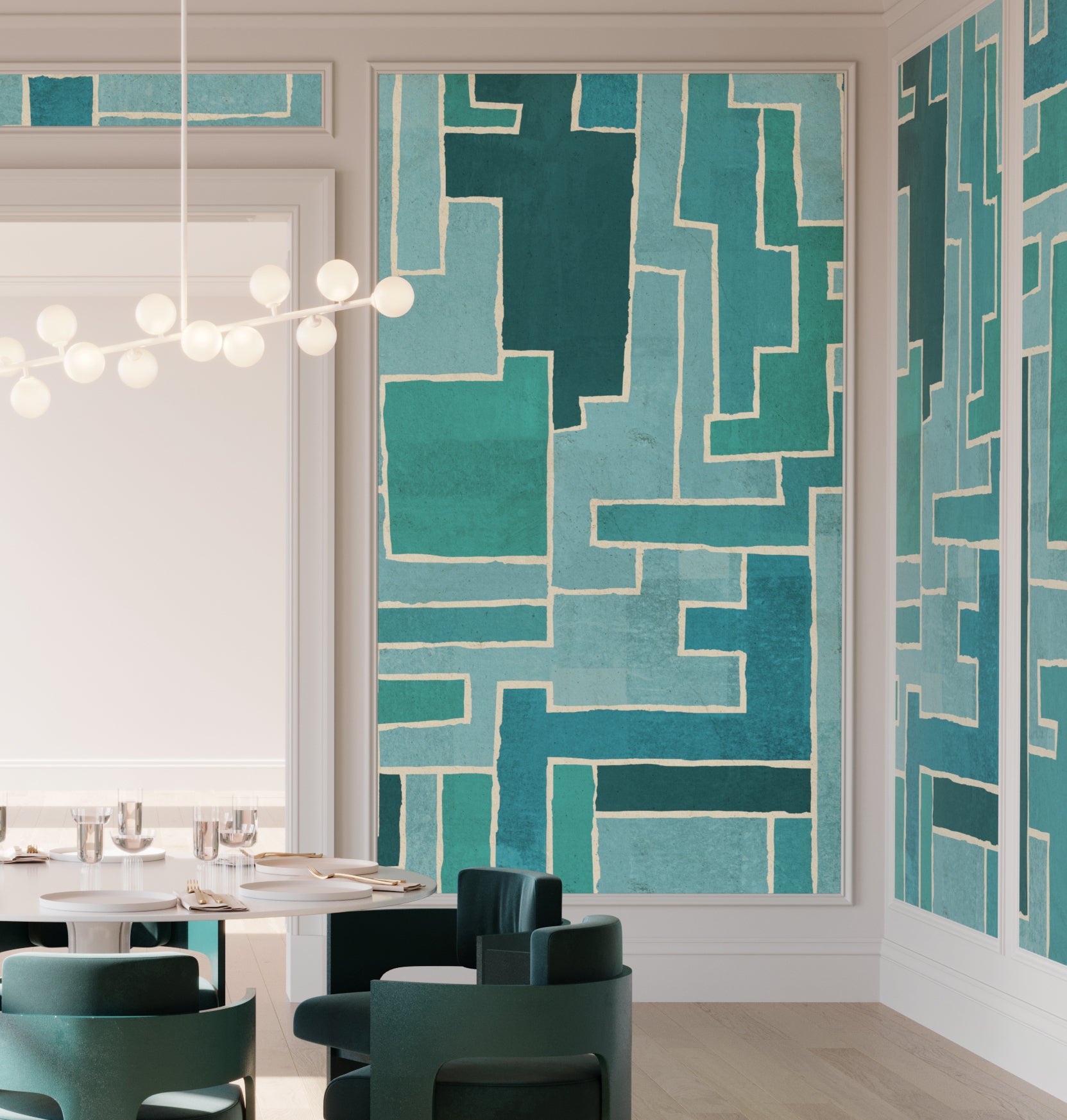 Tetris© Mural Wallpaper in Teal
