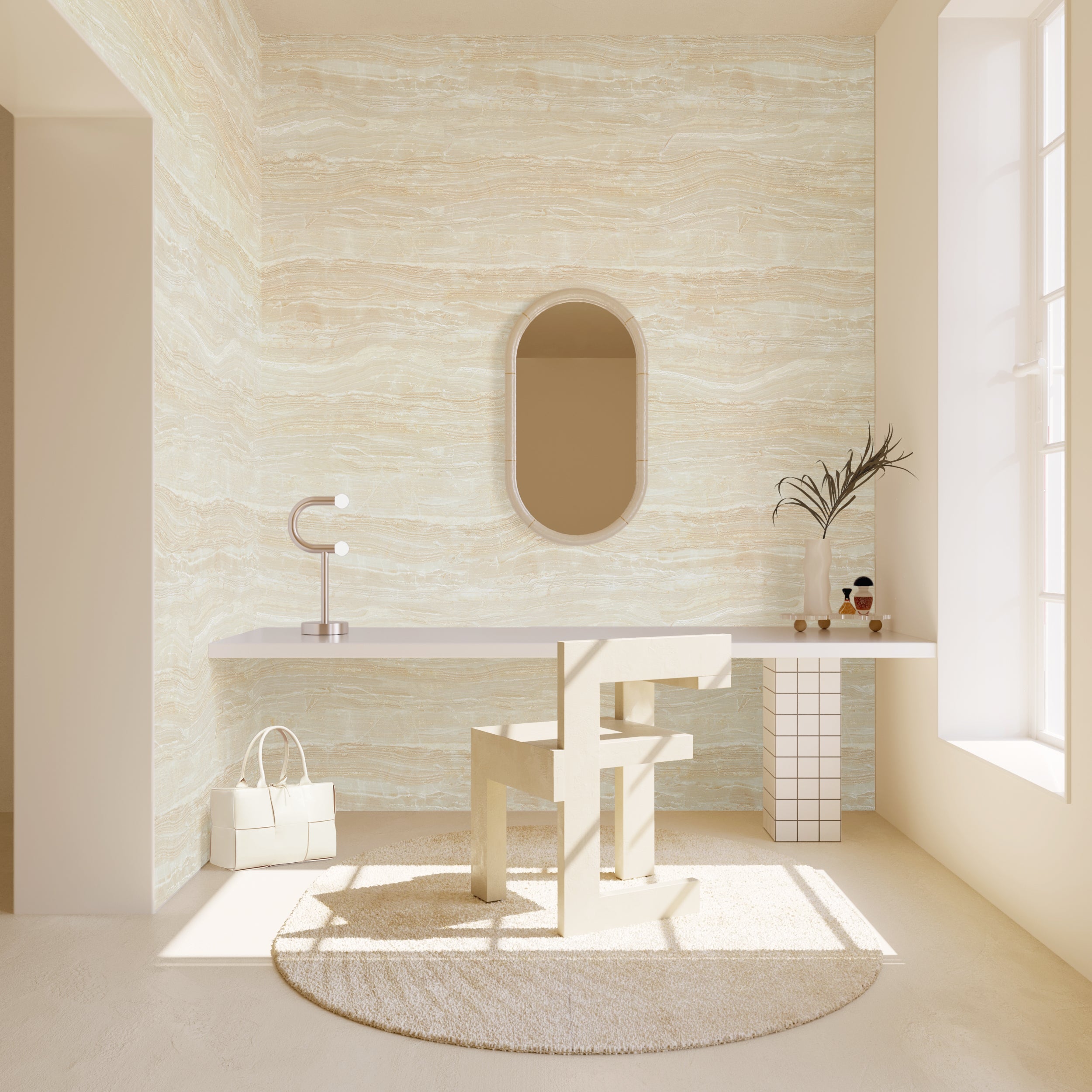 Travertine© Mural Wallpaper in Butter