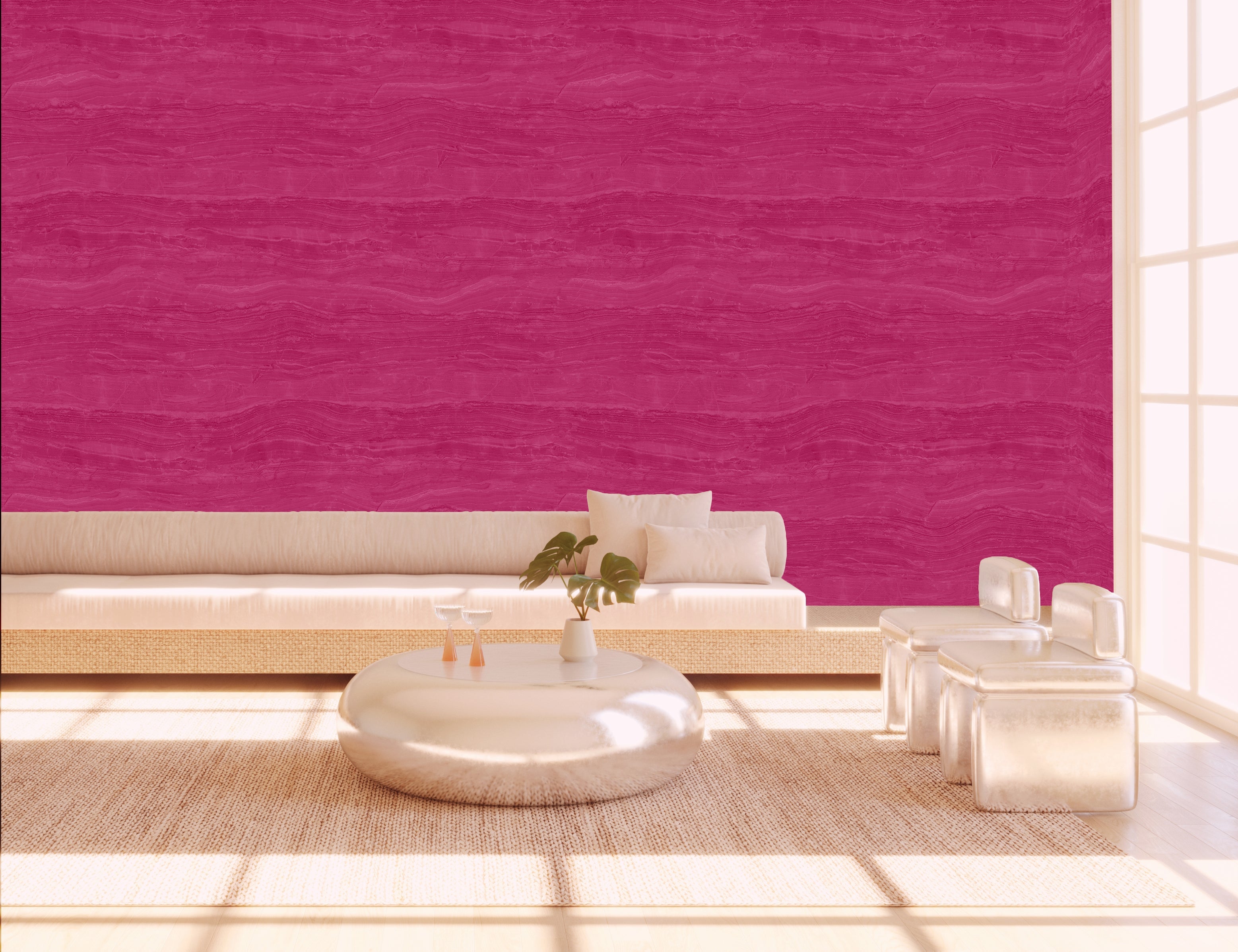 Travertine© Mural Wallpaper in Magenta