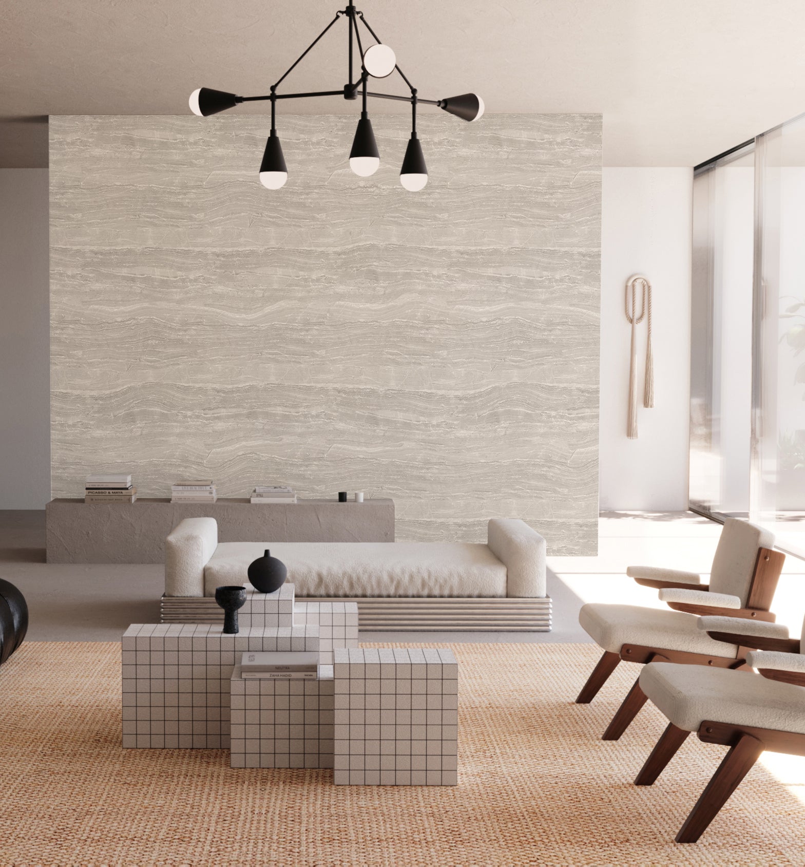 Travertine© Mural Wallpaper in Warm Grey