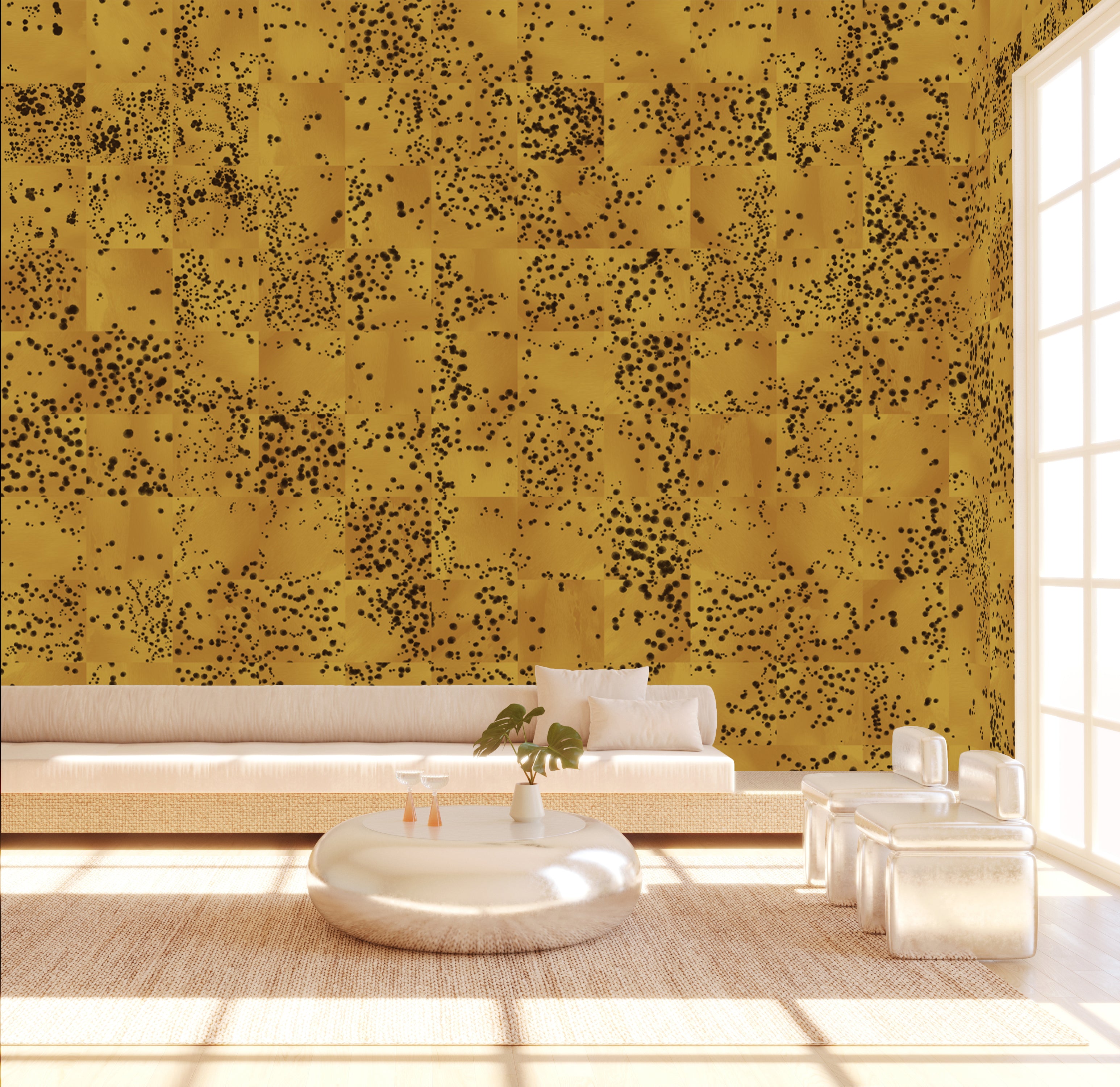 Wild Tile© Wallpaper in Mustard