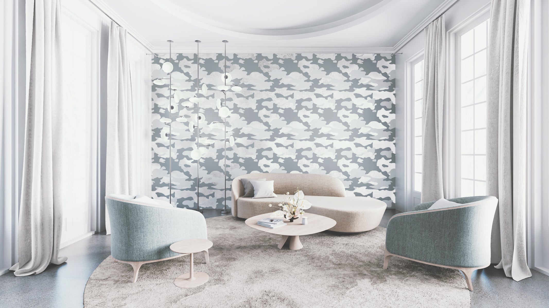 Camo© Wallpaper in Silver