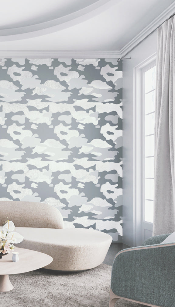 Camo© Wallpaper in Silver