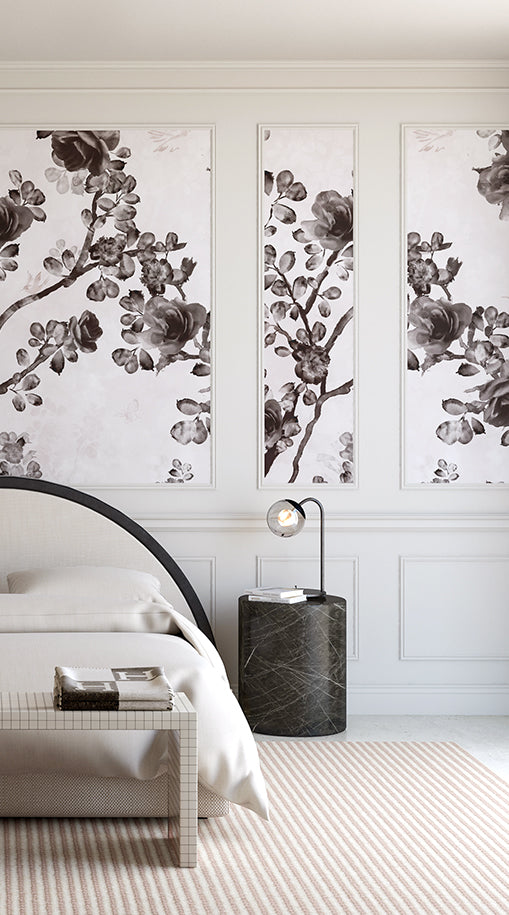 The Eden© Mural Wallpaper in Noir in an interior from drop it MODERN.
