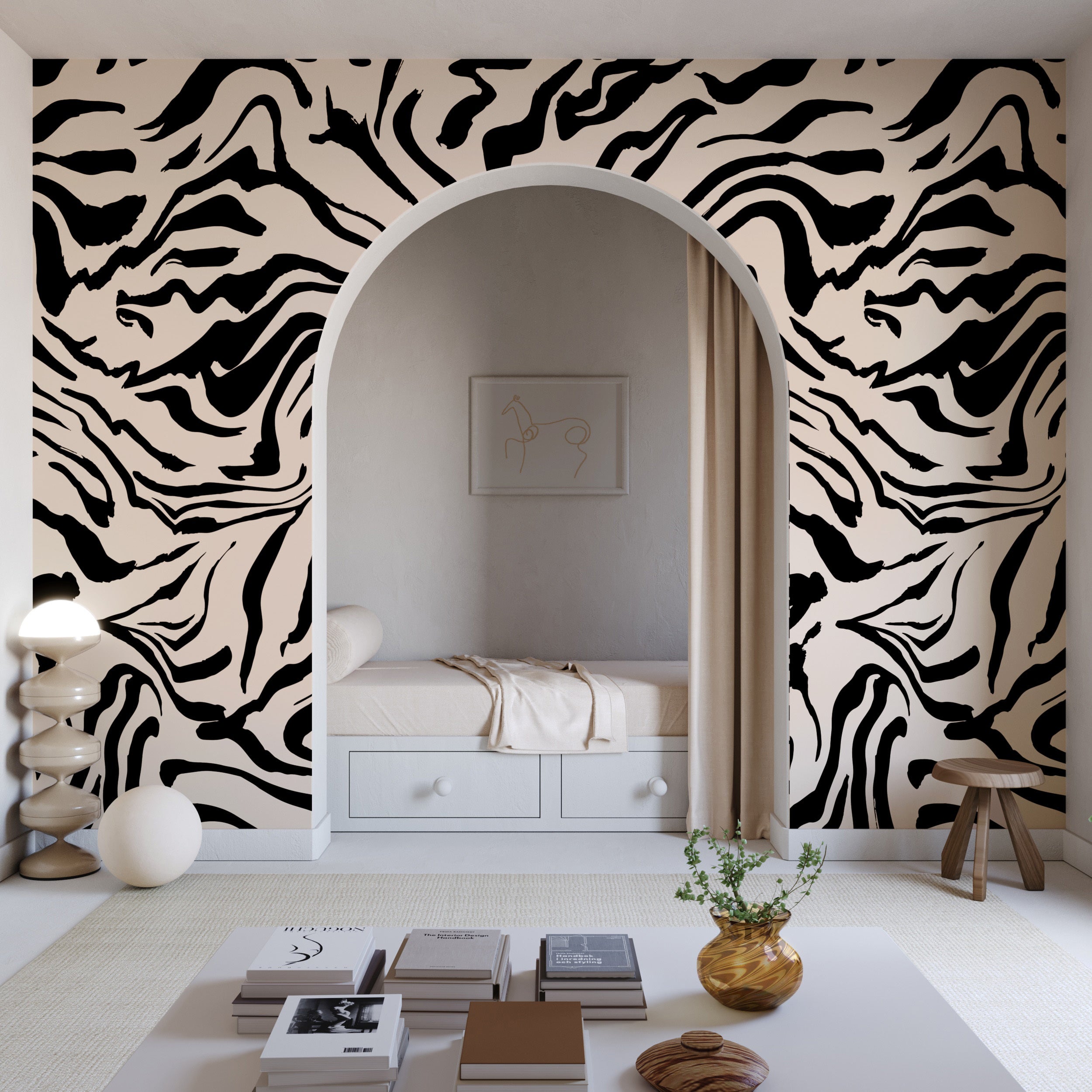 Primal© Mural Wallpaper in Pueblo + Black
