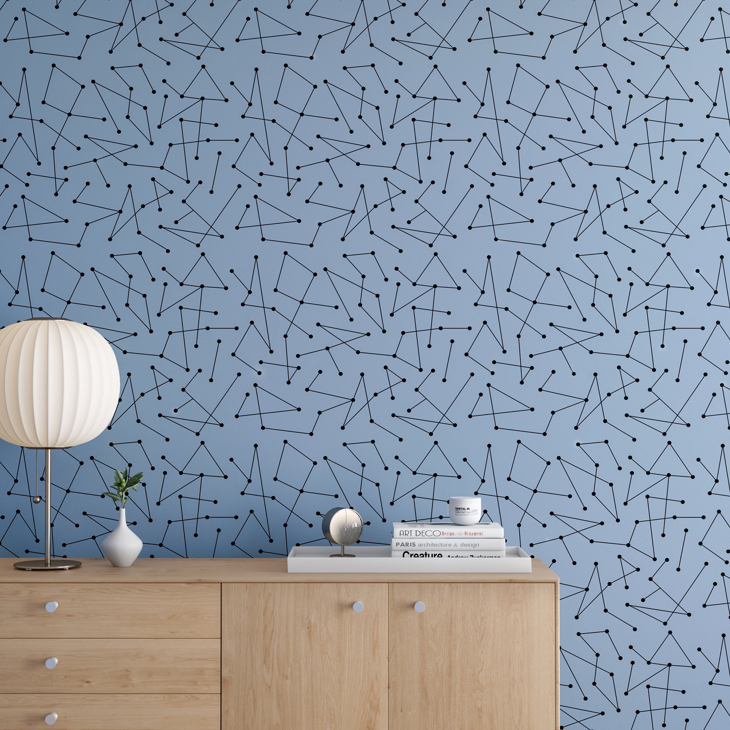 The Dot to Dot© Wallpaper in Sky in an entryway from drop it MODERN.