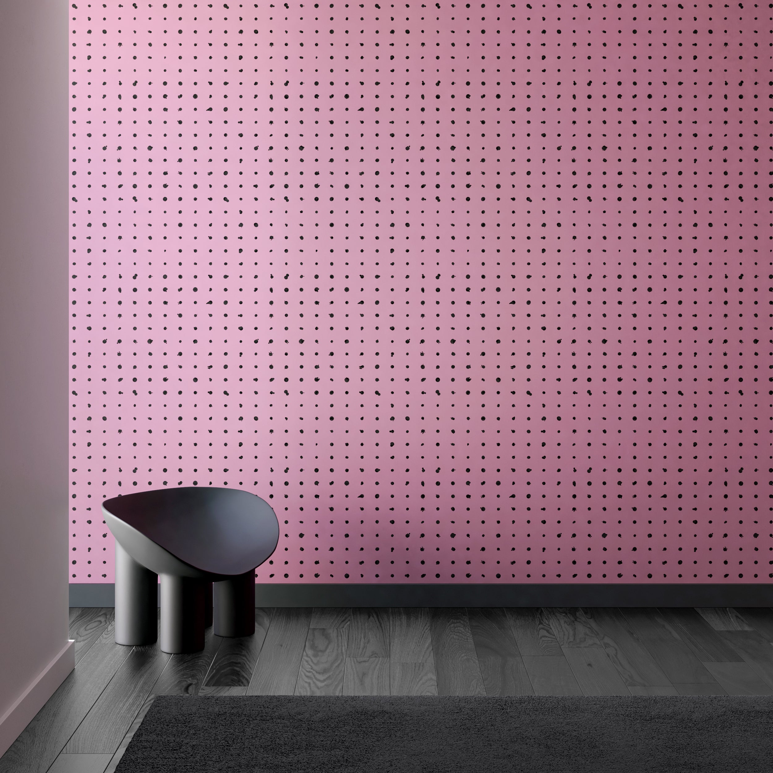 The Dotted Line© Wallpaper in Purple in a lobby area from drop it MODERN.
