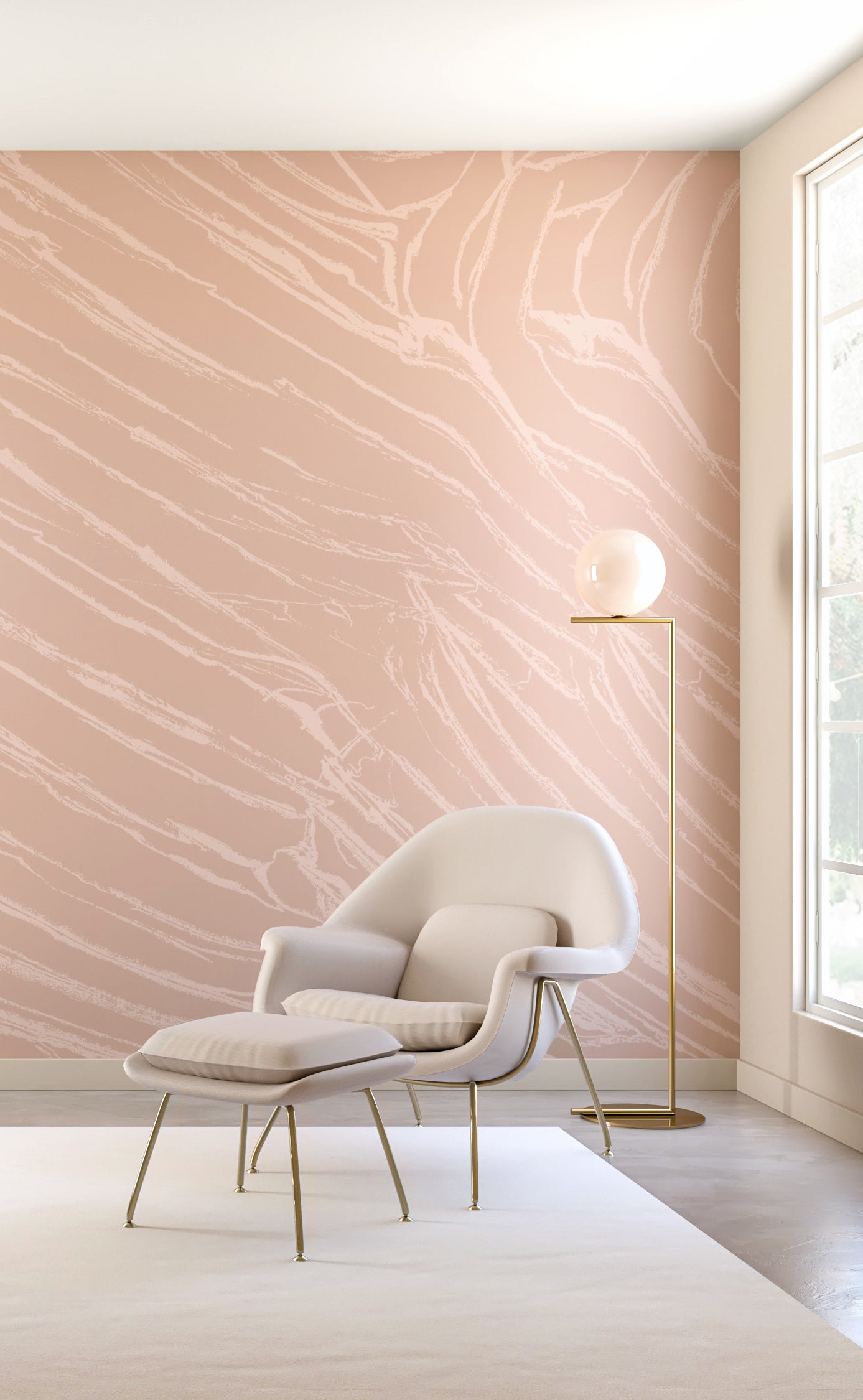 The Dune© Mural Wallpaper in Clay in a living room from drop it MODERN.