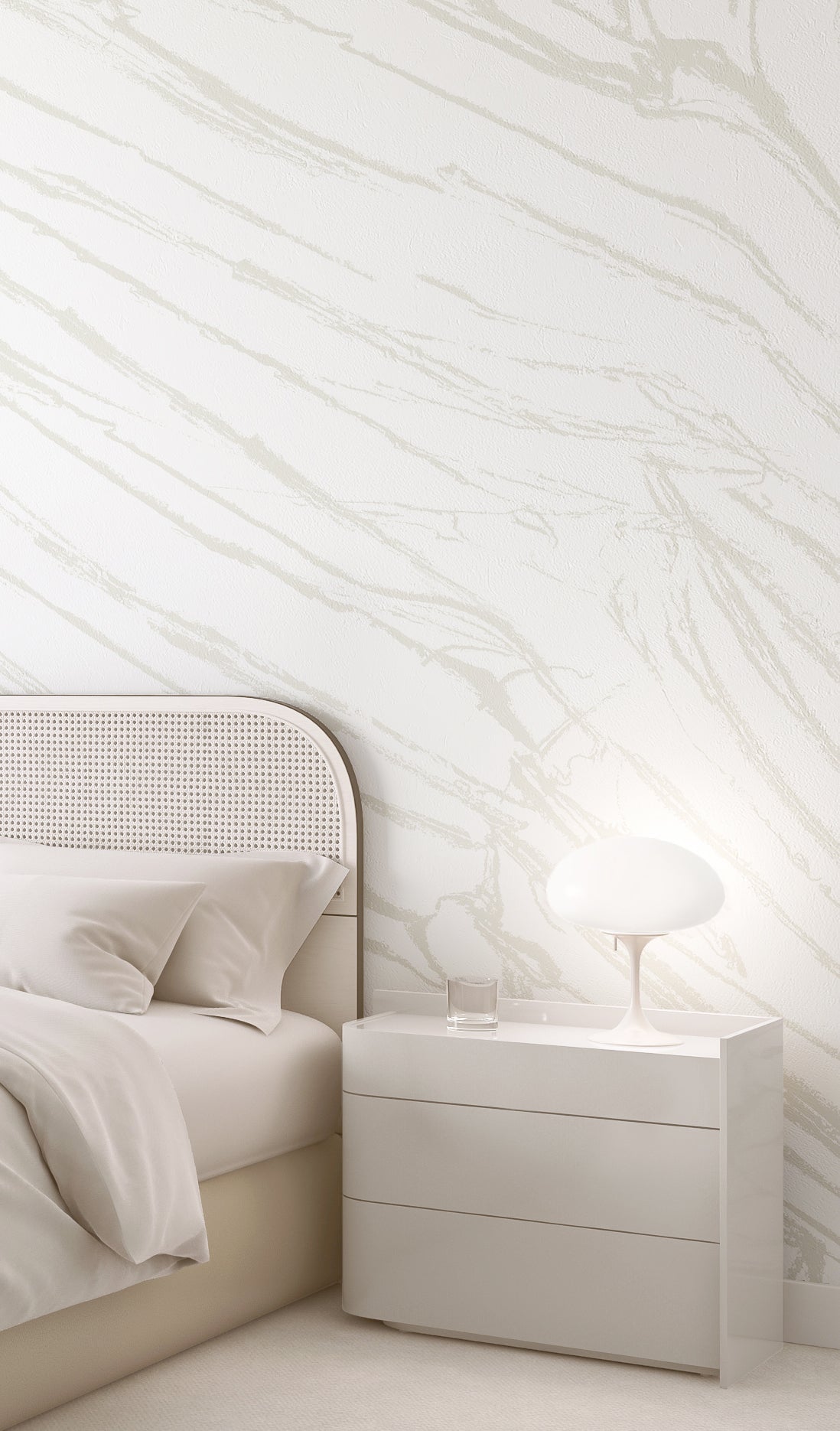 The Dune© Mural Wallpaper in White in an interior from drop it MODERN.