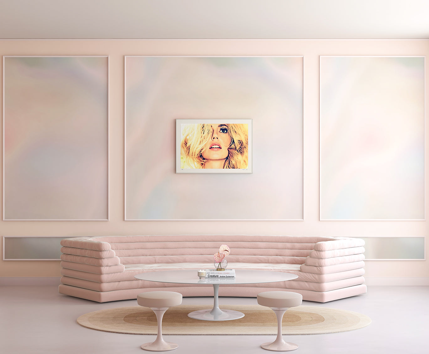 The Electricity© Mural Wallpaper in Glimmer in a lounge area from drop it MODERN.