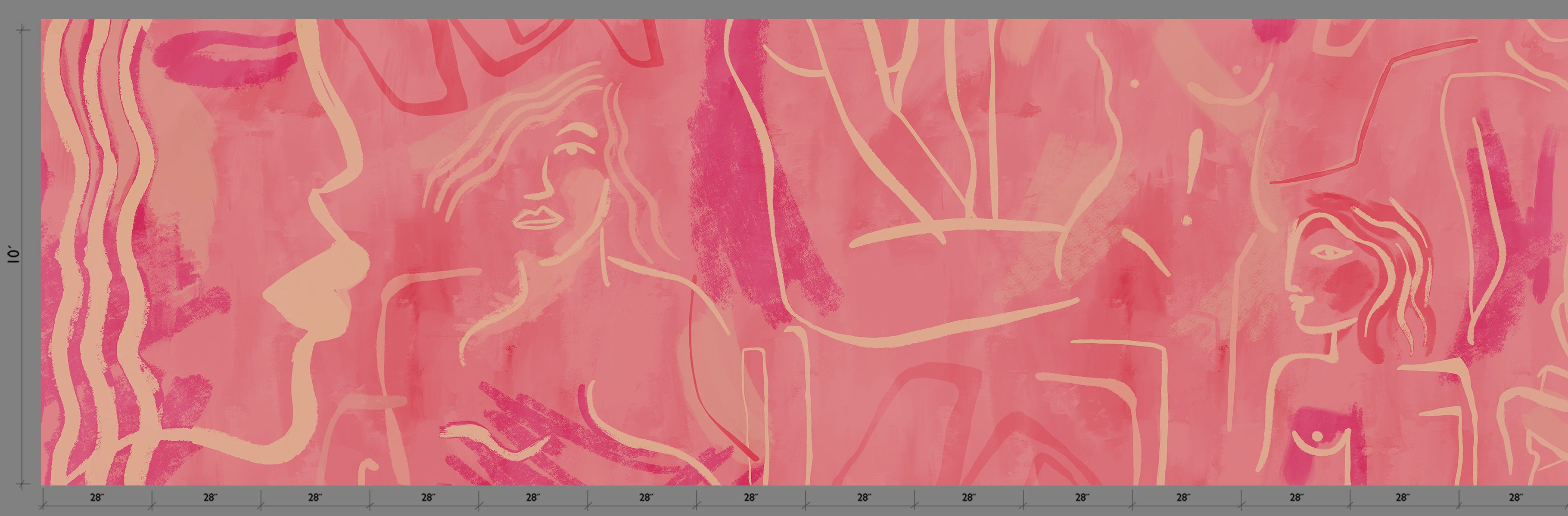 The Famke© Mural Wallpaper in Fuchsia template from drop it MODERN.