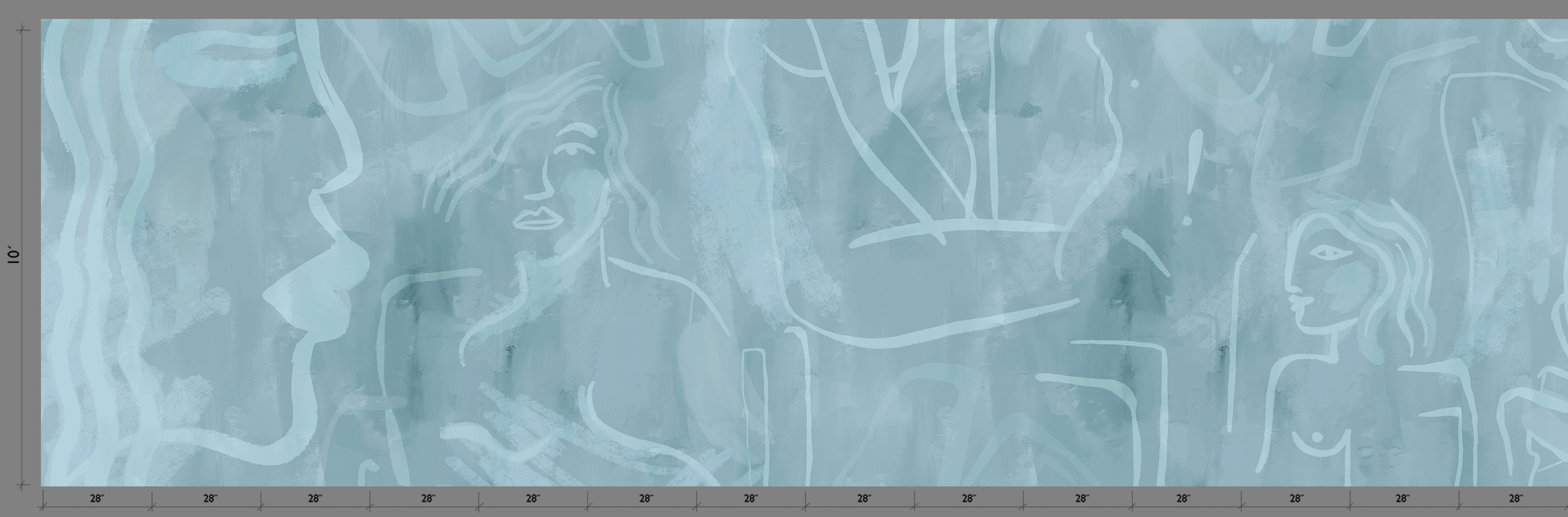 The Famke© Mural Wallpaper in Lapis Blue template from drop it MODERN.