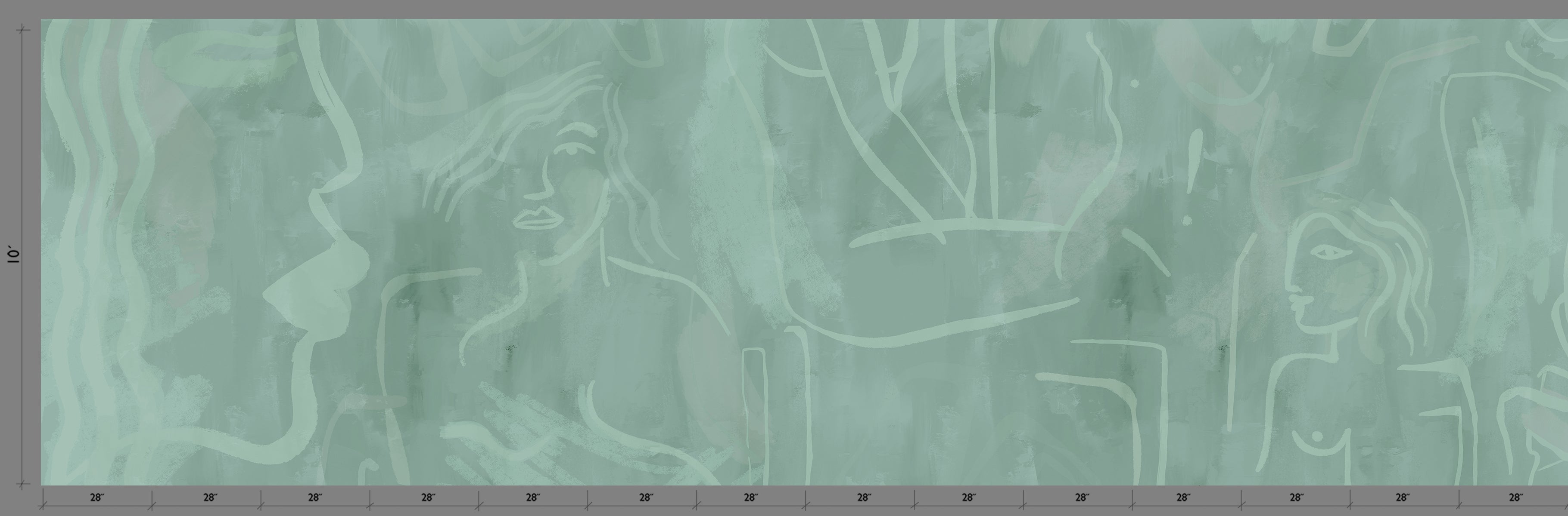 The Famke© Mural Wallpaper in Teal template from drop it MODERN.