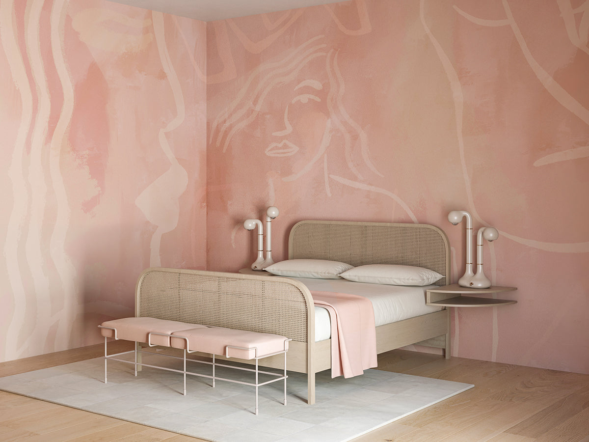 The Famke© Mural Wallpaper in Rose Pink
in an interior from drop it MODERN.