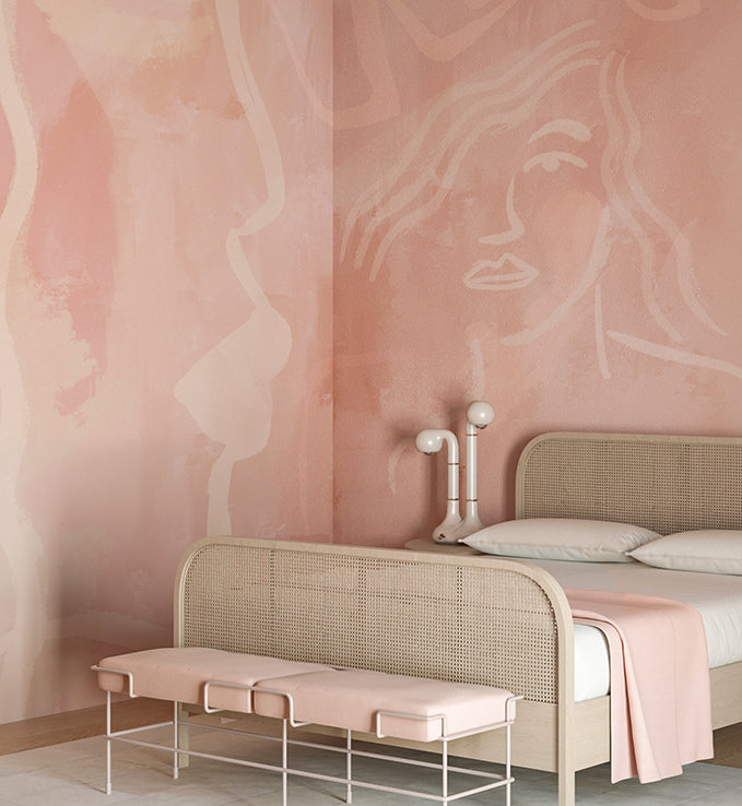 The Famke© Mural Wallpaper in Rose Pink in a girls' room from drop it MODERN.