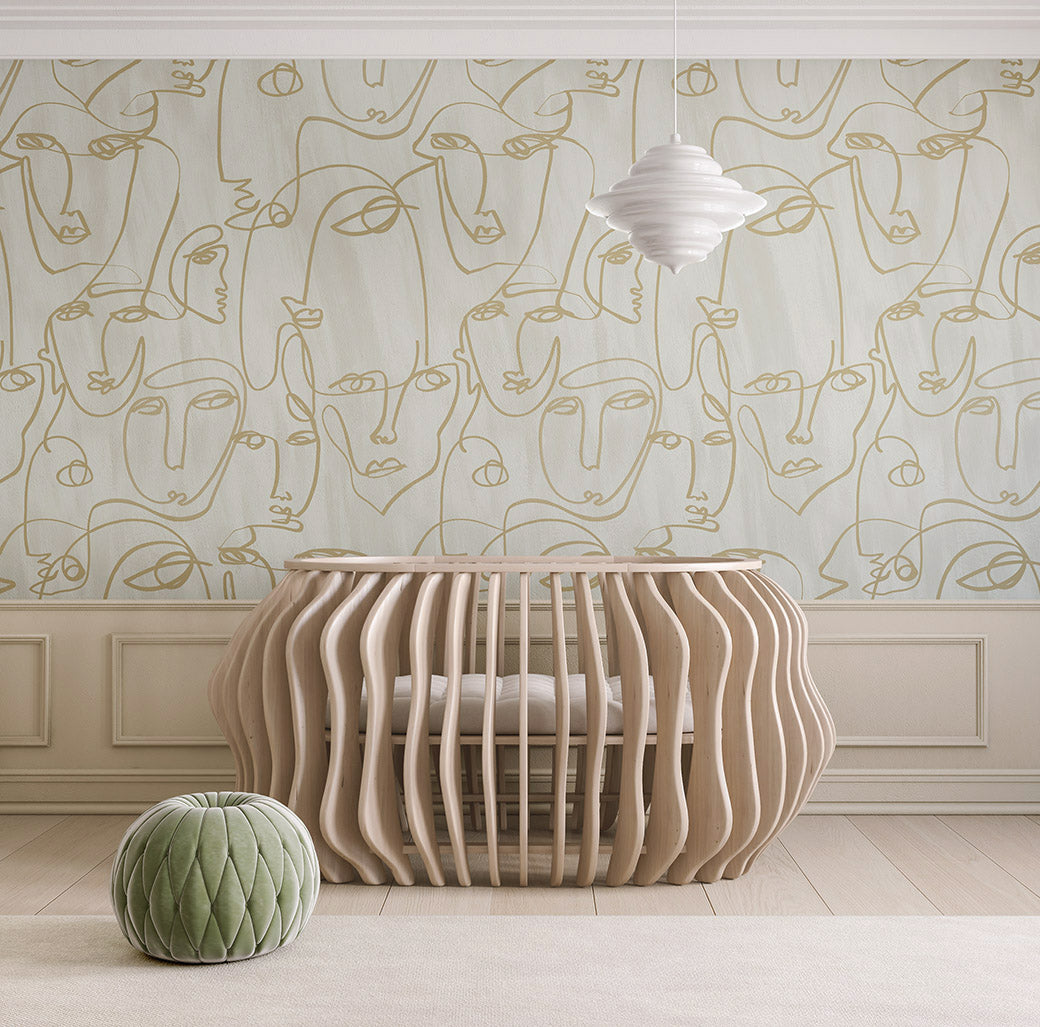 The Femme© Wallpaper in Nude in a nursery from drop it MODERN.