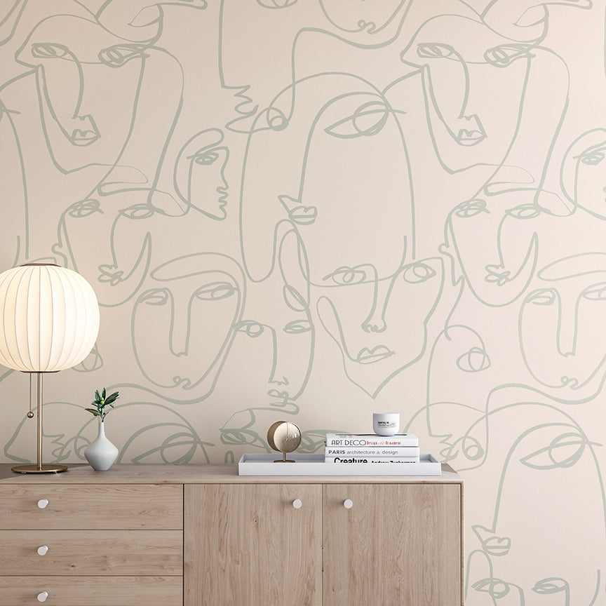 The Femme© Wallpaper in Succulent n an interior from drop it MODERN.