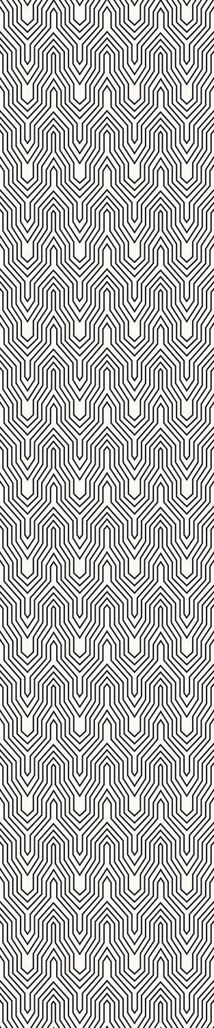 A roll of geometric patterned wallpaper featuring black and beige colors from drop it MODERN