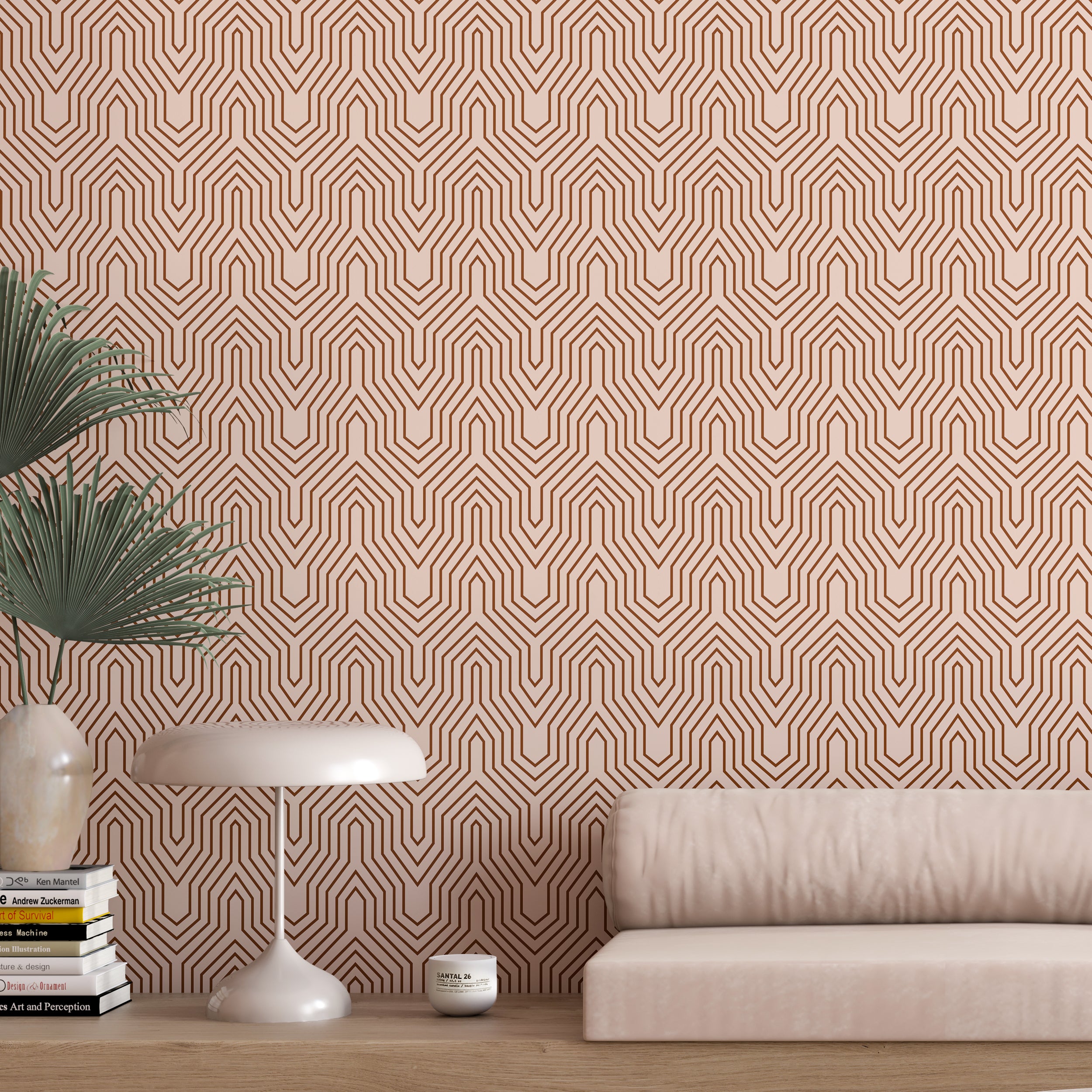 The Gatsby© Wallpaper in Earth in an interior from drop it MODERN.