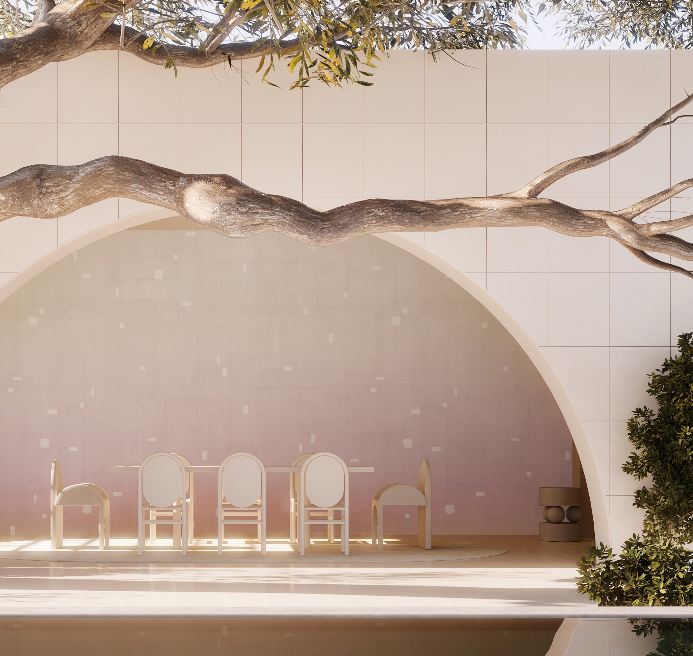The Geometrico© Wallpaper in Mirage in an interior from drop it MODERN.