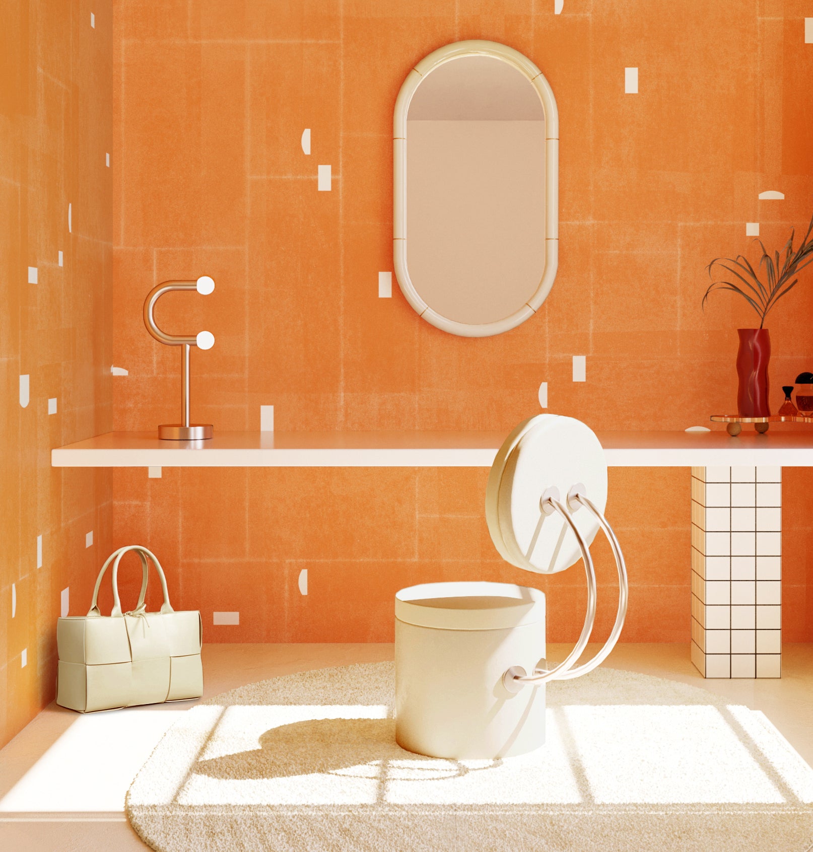 The Geometrico© Wallpaper in Crush in an interior from drop it MODERN.