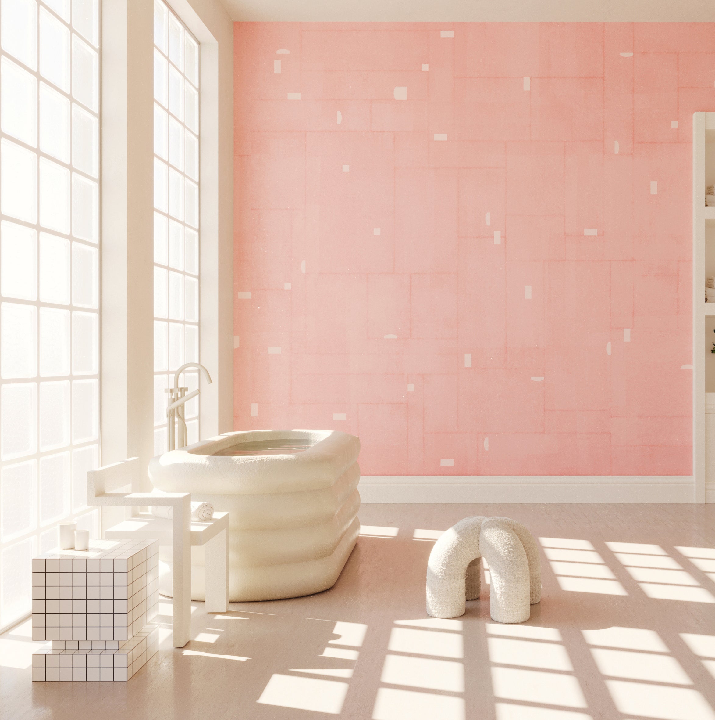 The Geometrico© Wallpaper in Slipper in an interior from drop it MODERN