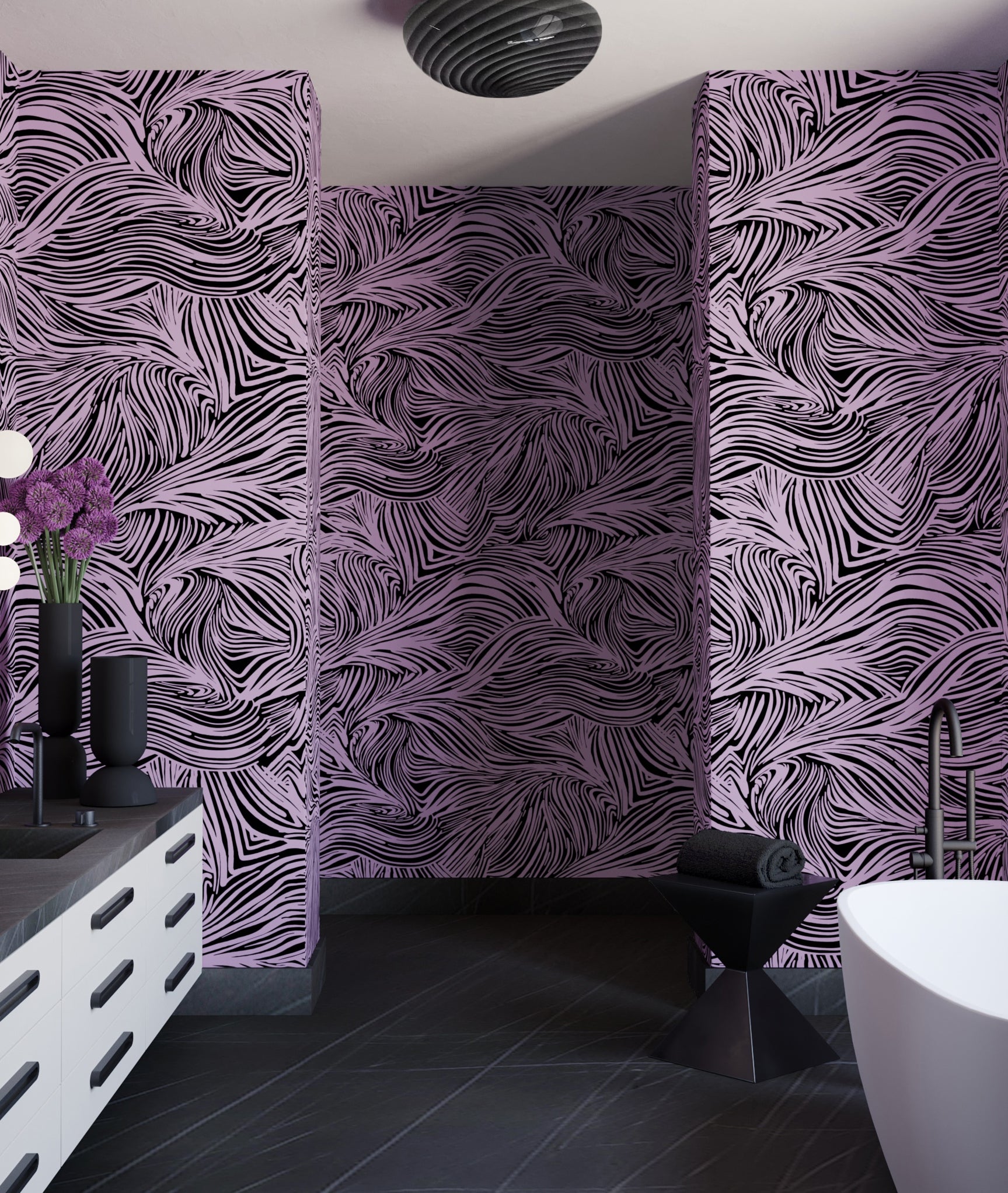 Hay Bale© Wallpaper in Purple + Black