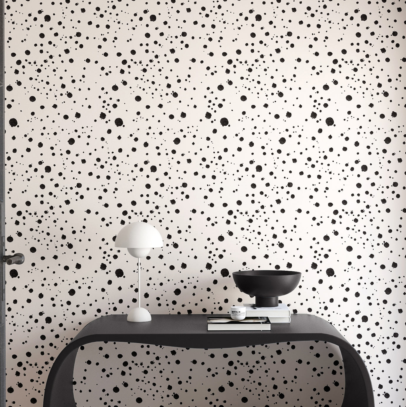 Ink Drop© Wallpaper in Black + Cremé