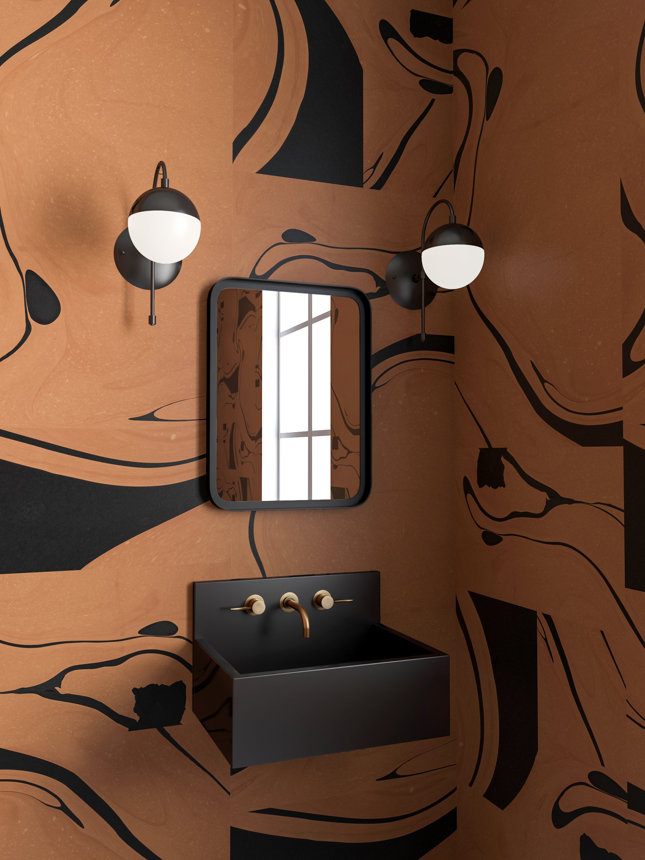 Magma© Wallpaper in Black + Rust