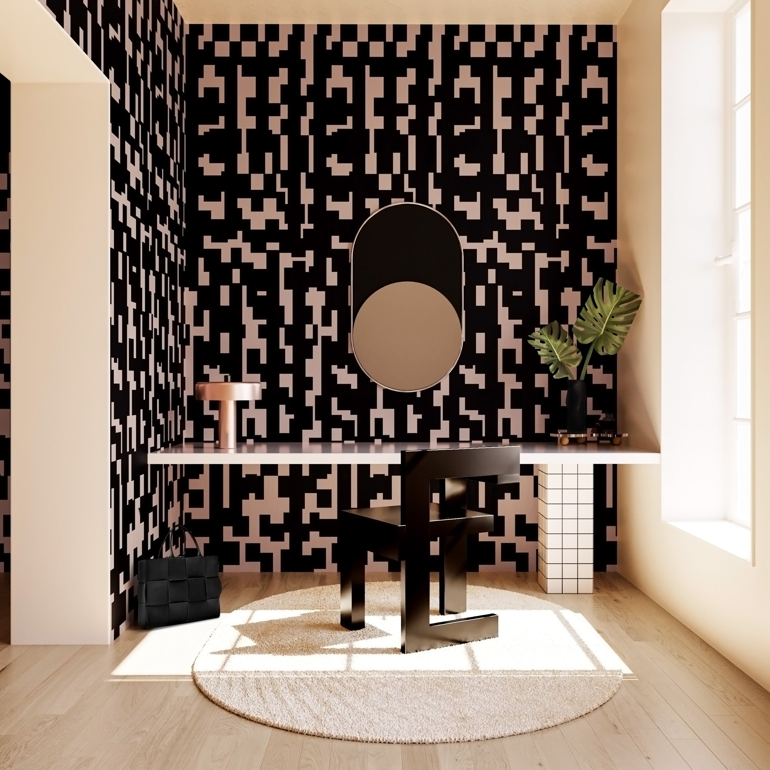 Mainframe© Wallpaper in Ferris + Black