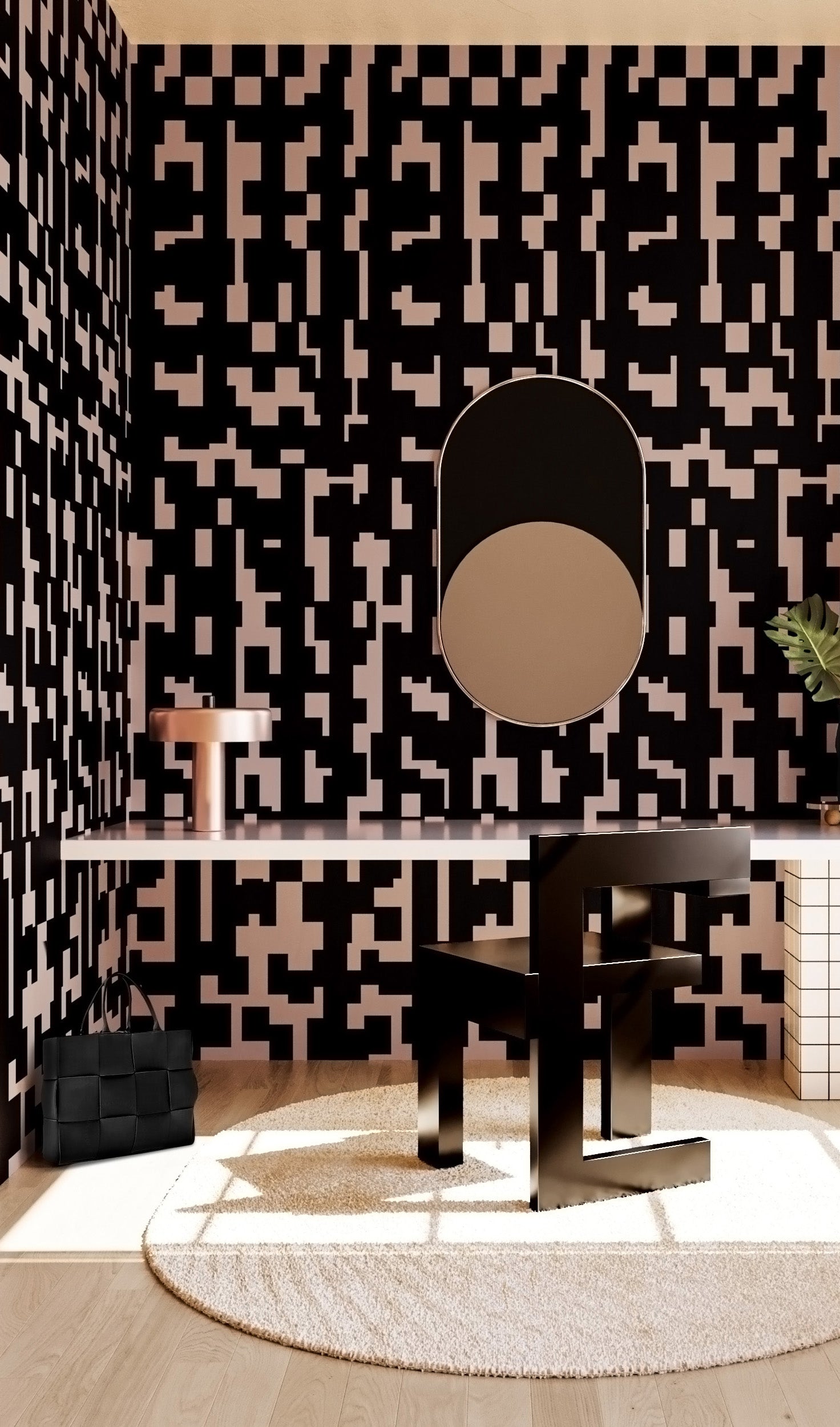 Mainframe© Wallpaper in Ferris + Black