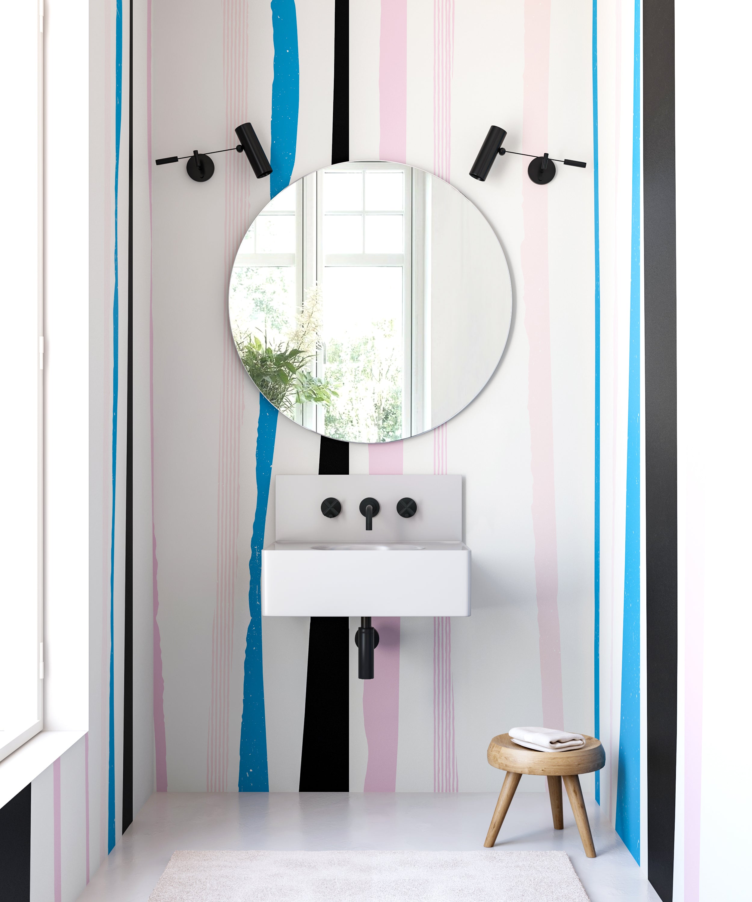 Longitude© Mural Wallpaper in Pink+Blue