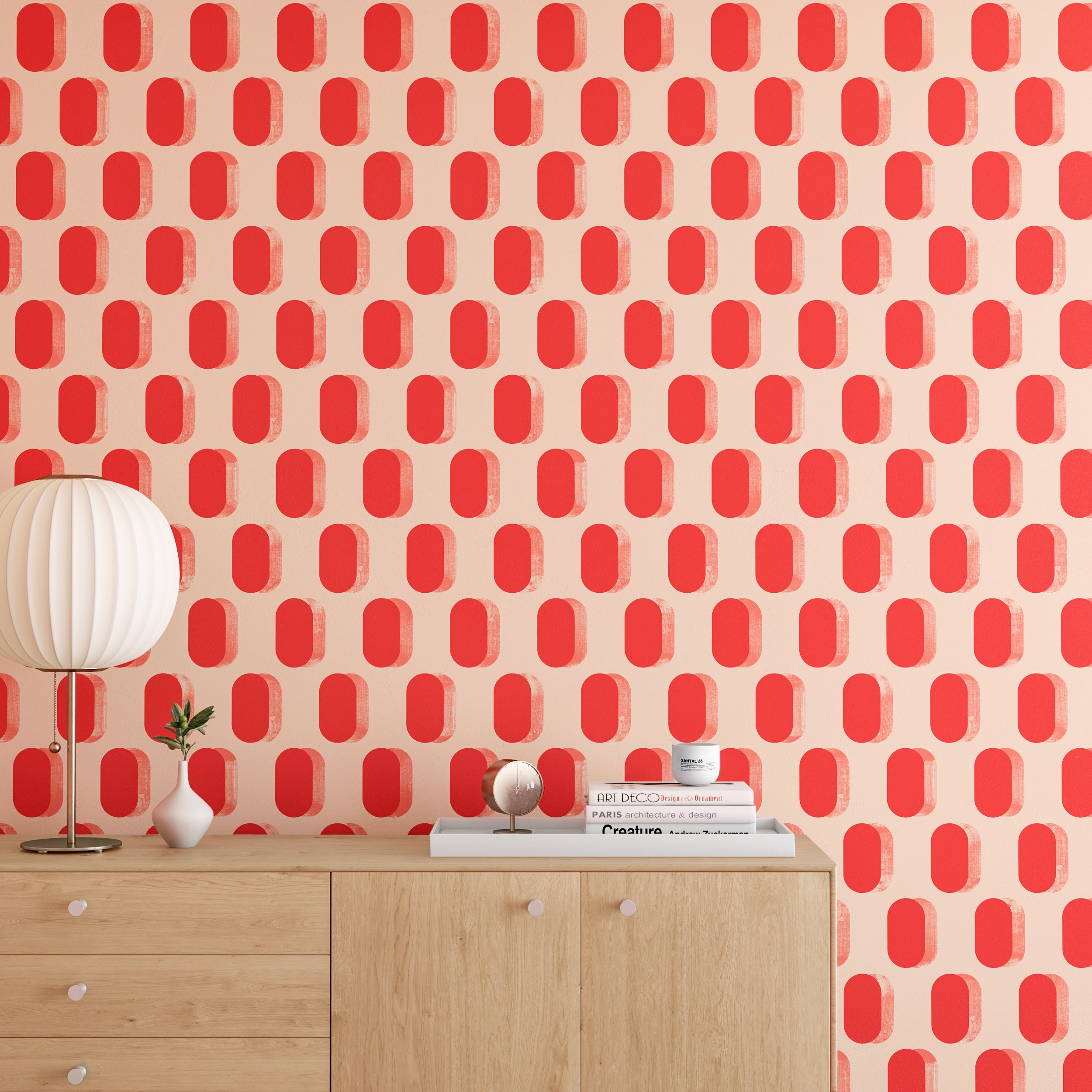 Pillbox© Wallpaper in Red