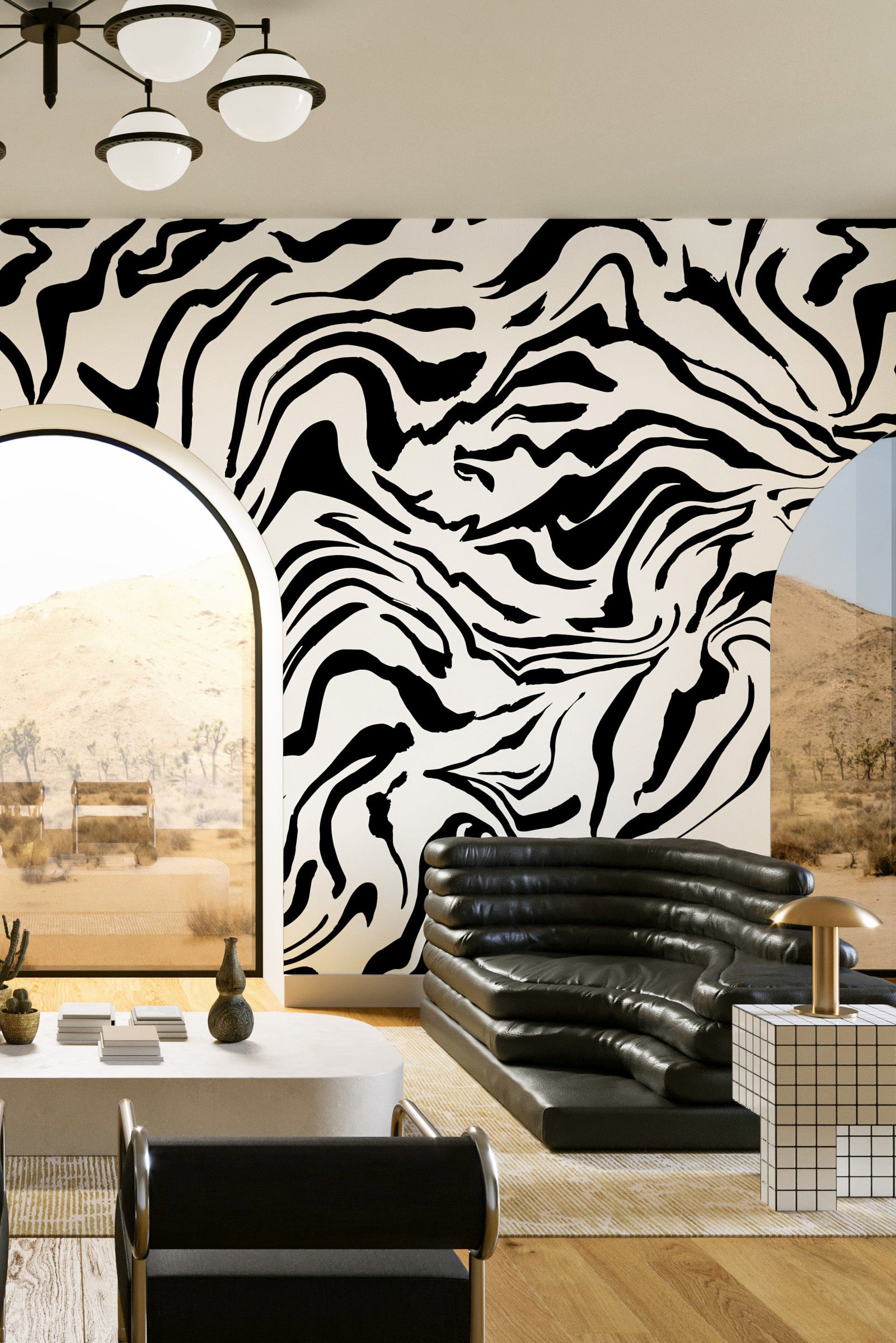 Primal© Mural Wallpaper in Black + Cremé