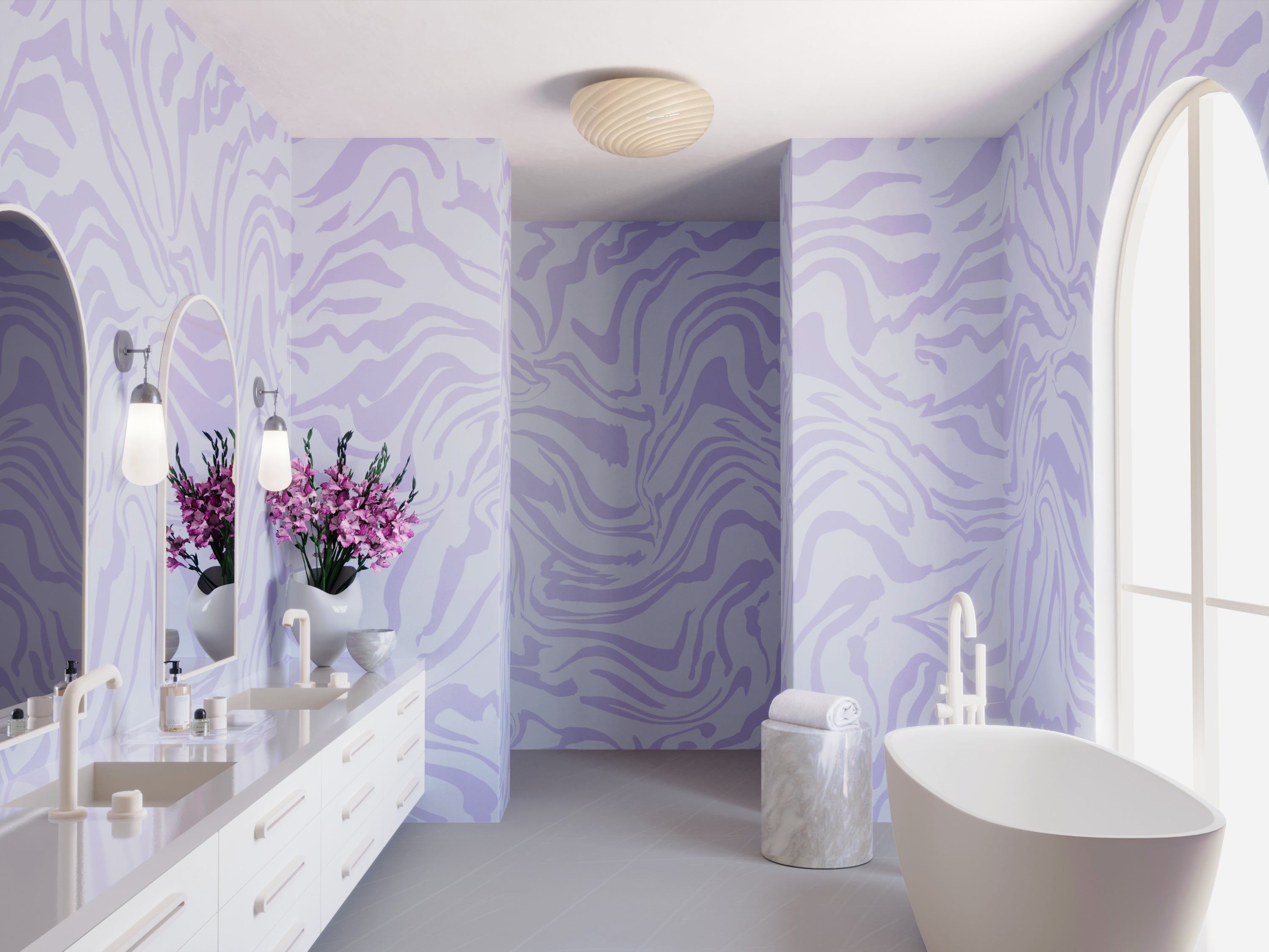 Primal© Mural Wallpaper in Silver Mist