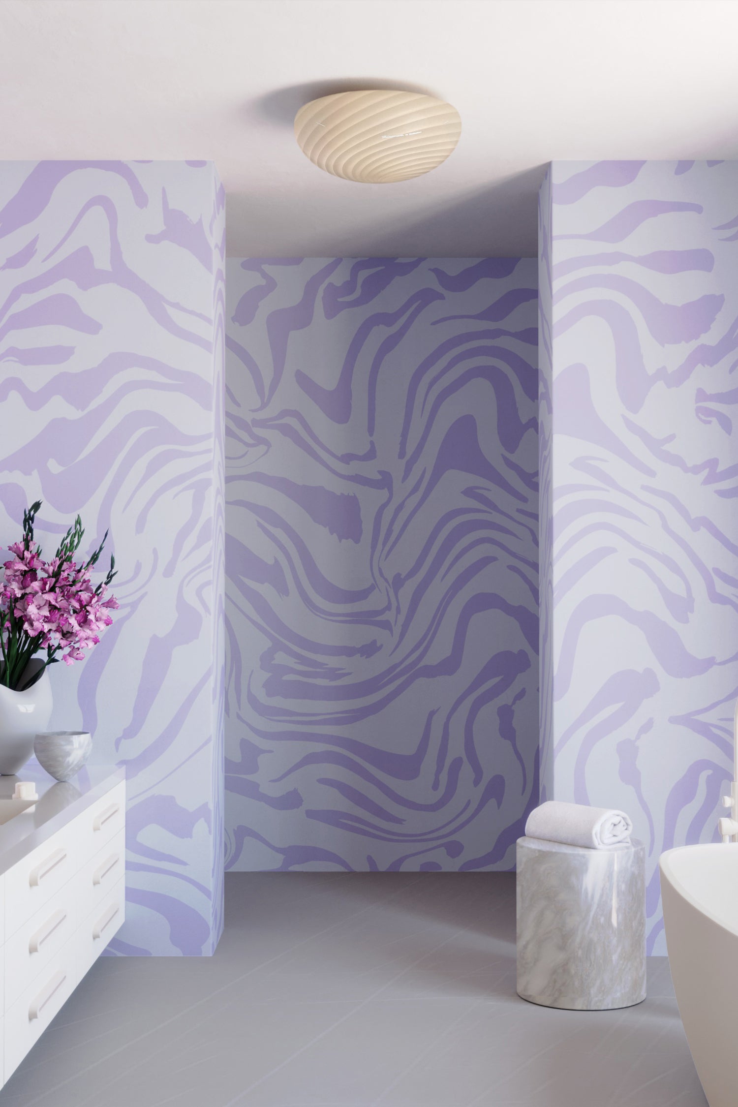 Primal© Mural Wallpaper in Silver Mist