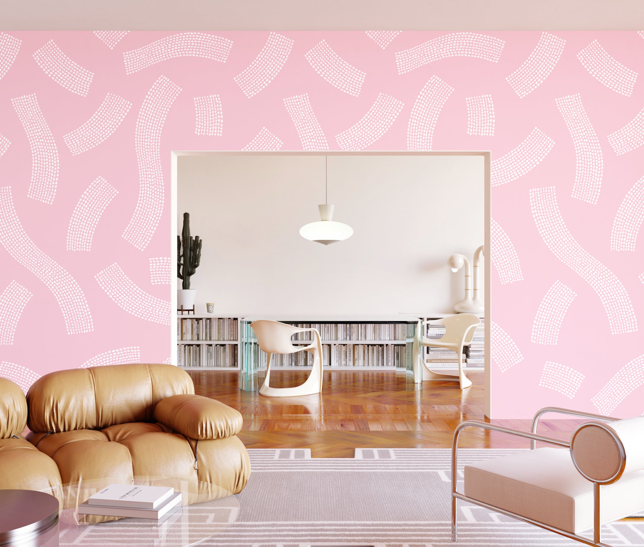 Saguaro© Wallpaper in Pink+White