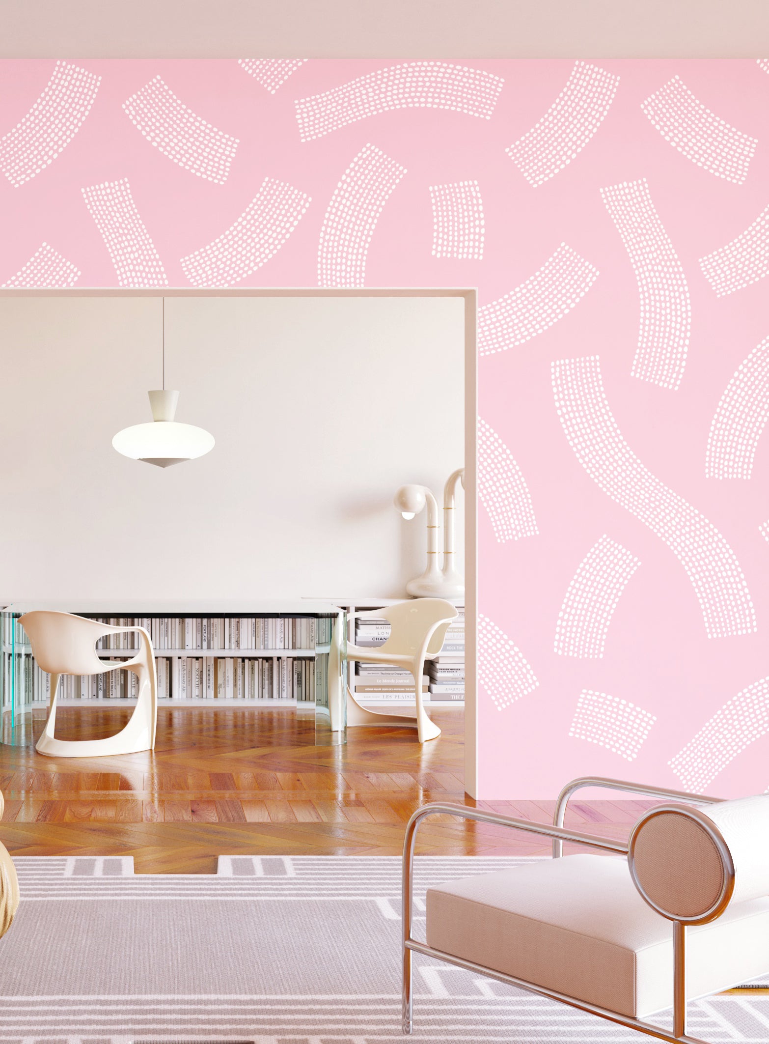 Saguaro© Wallpaper in Pink+White