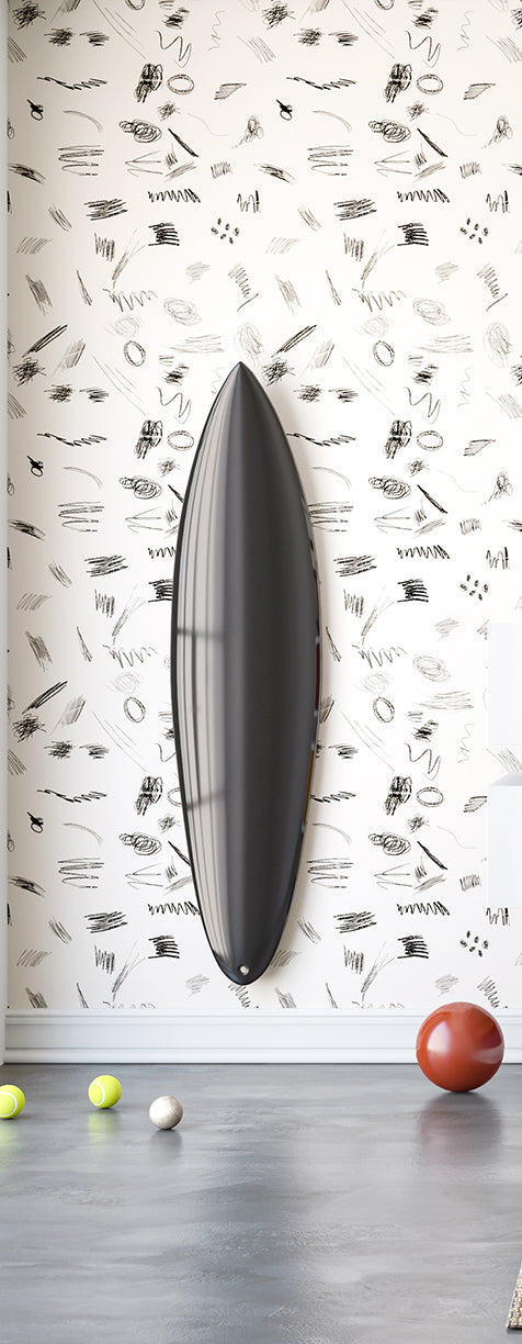 Scribble© Wallpaper in Black + Cremé