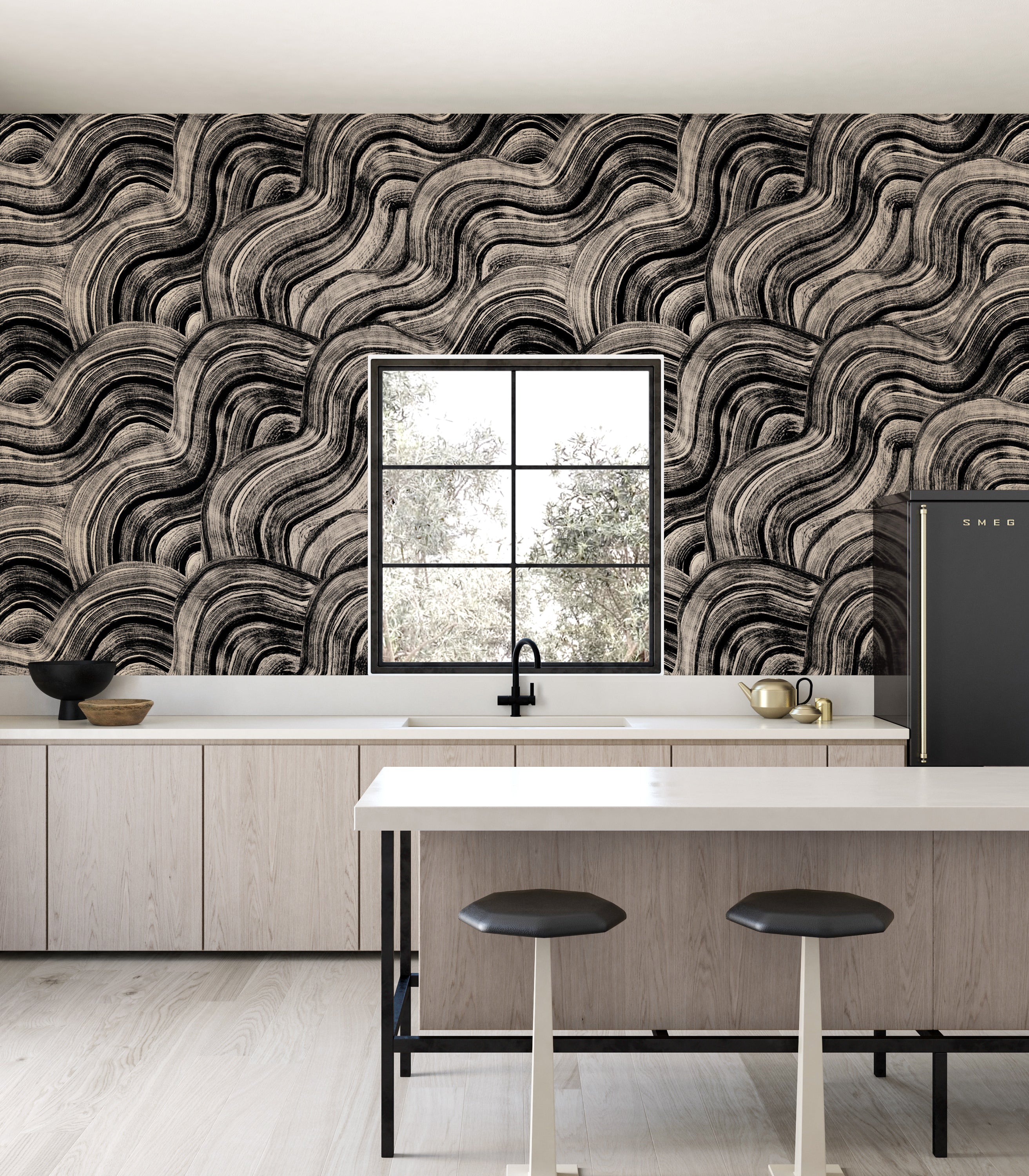 Sediment #2© Wallpaper in Black + Cremé