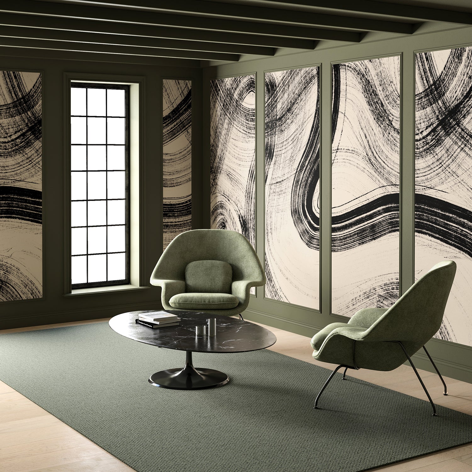 Sediment #1© Mural Wallpaper in Black + Tan