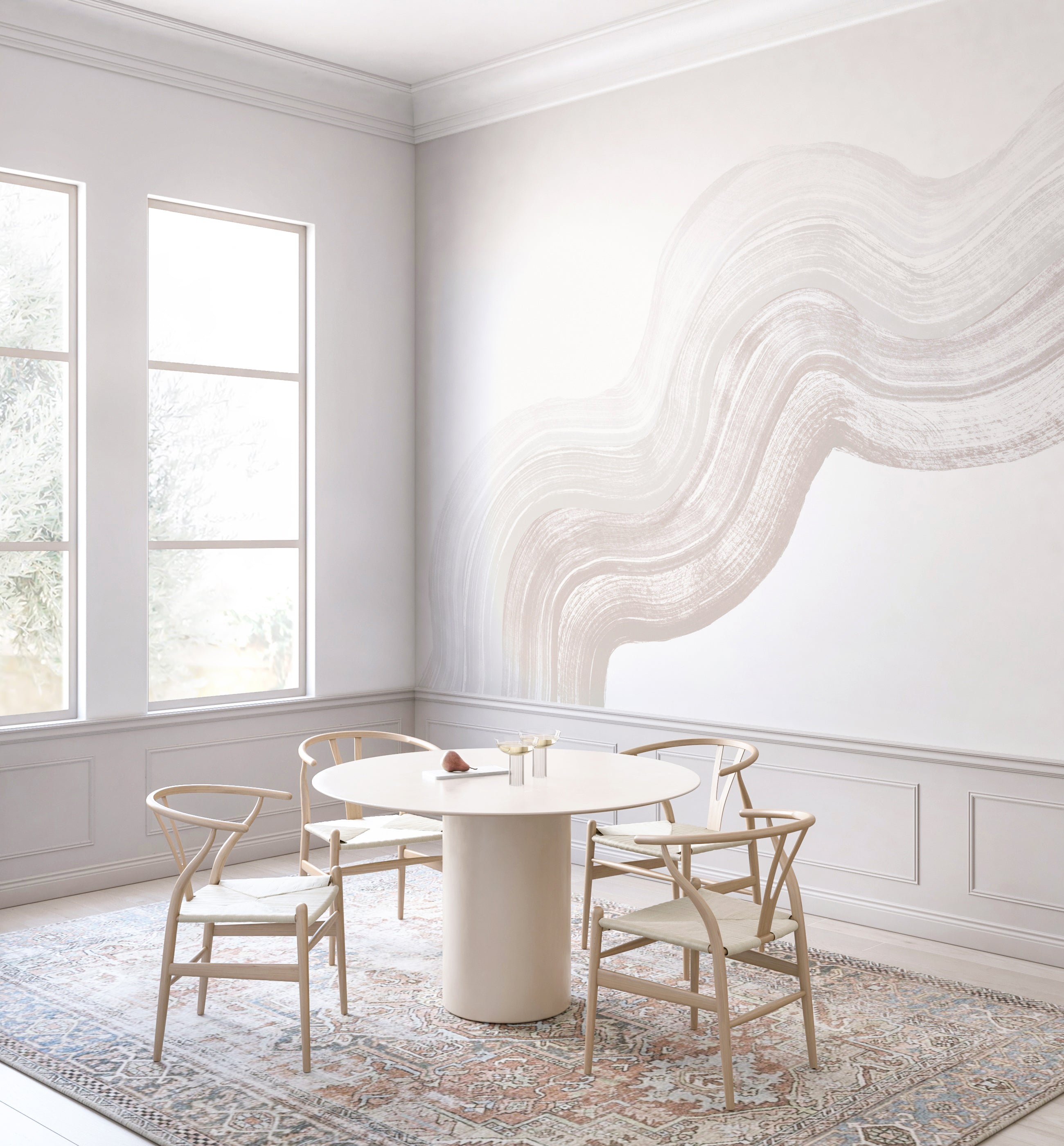 Sediment #4© Mural Wallpaper in Creamy Grey