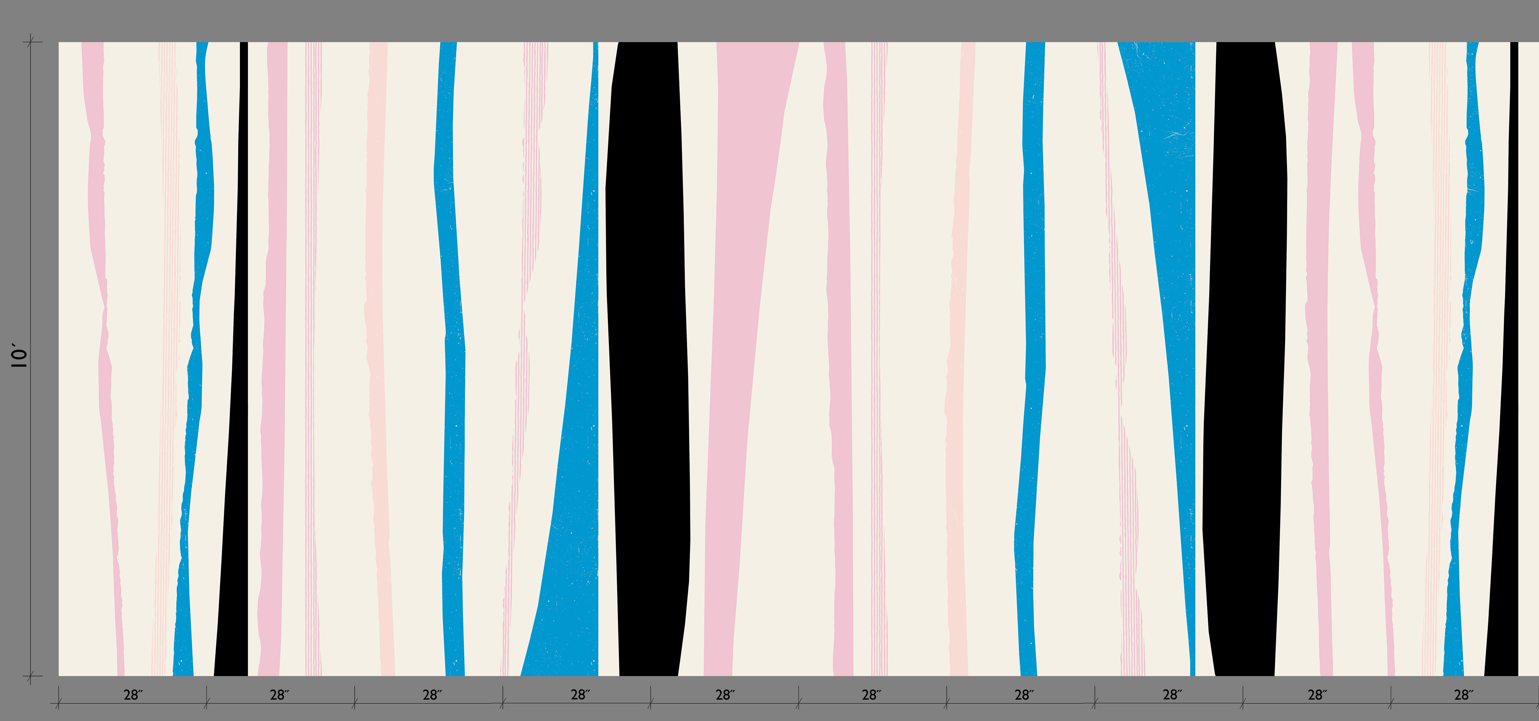 Longitude© Mural Wallpaper in Pink+Blue