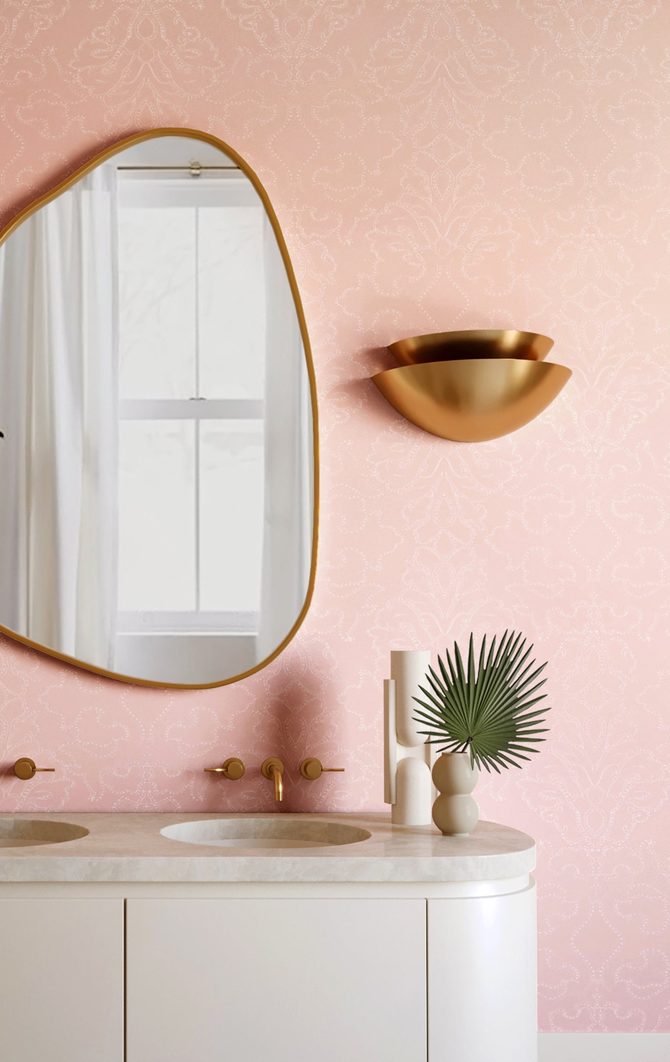 Western Damask© Wallpaper in Azalea
