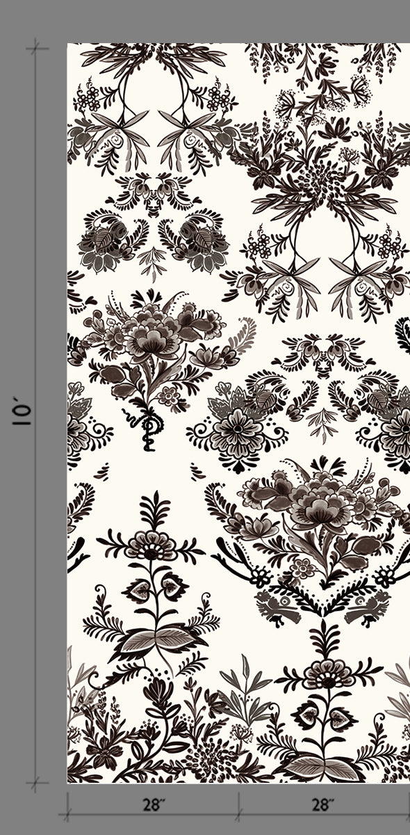 The Delft© Mural Wallpaper in Black from drop it MODERN.
