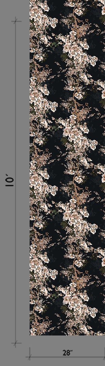 Prairie Fleur© Wallpaper in Vintage Black