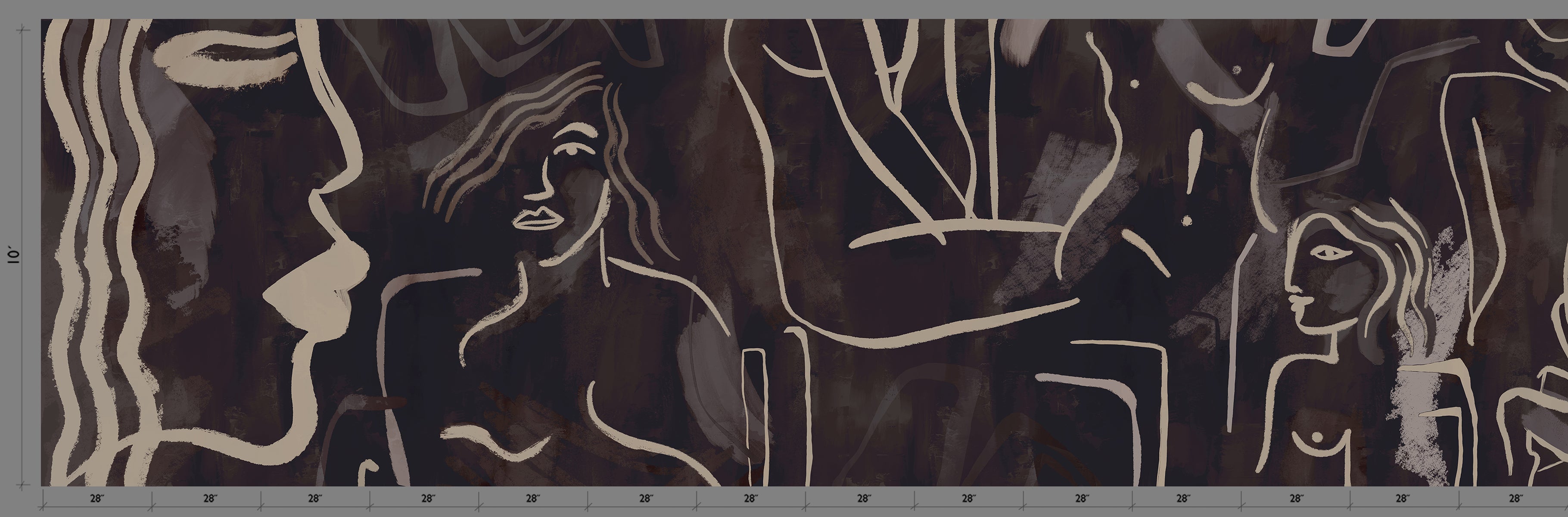 The Famke© Mural Wallpaper in Charcoal template from drop it MODERN.