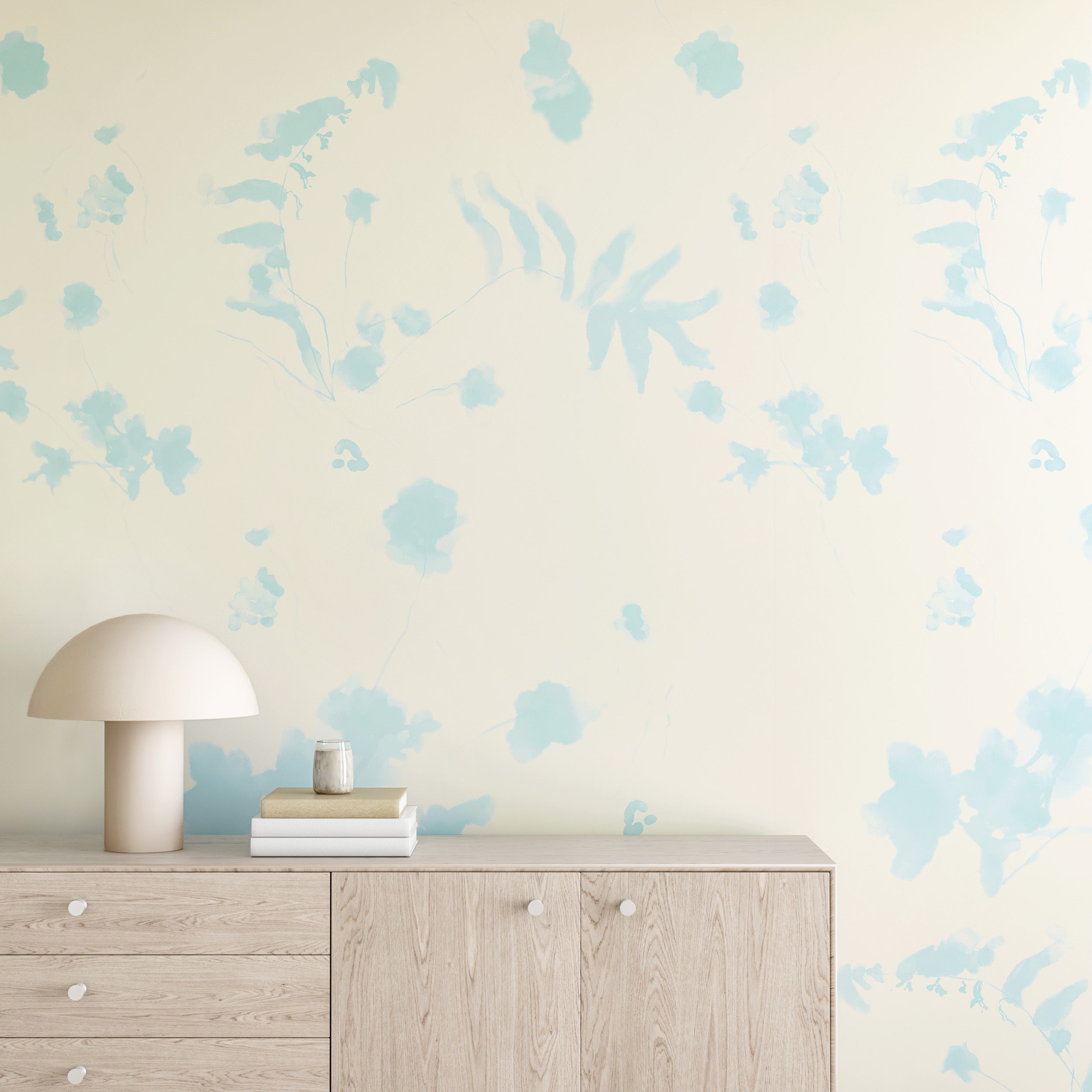 The Greenhouse© Wallpaper in Pastel Blue in an entryway from drop it MODERN