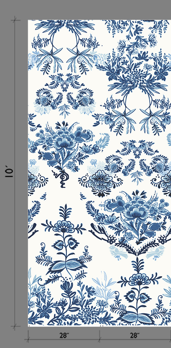 The Delft© Mural Wallpaper in Blue from drop it MODERN.