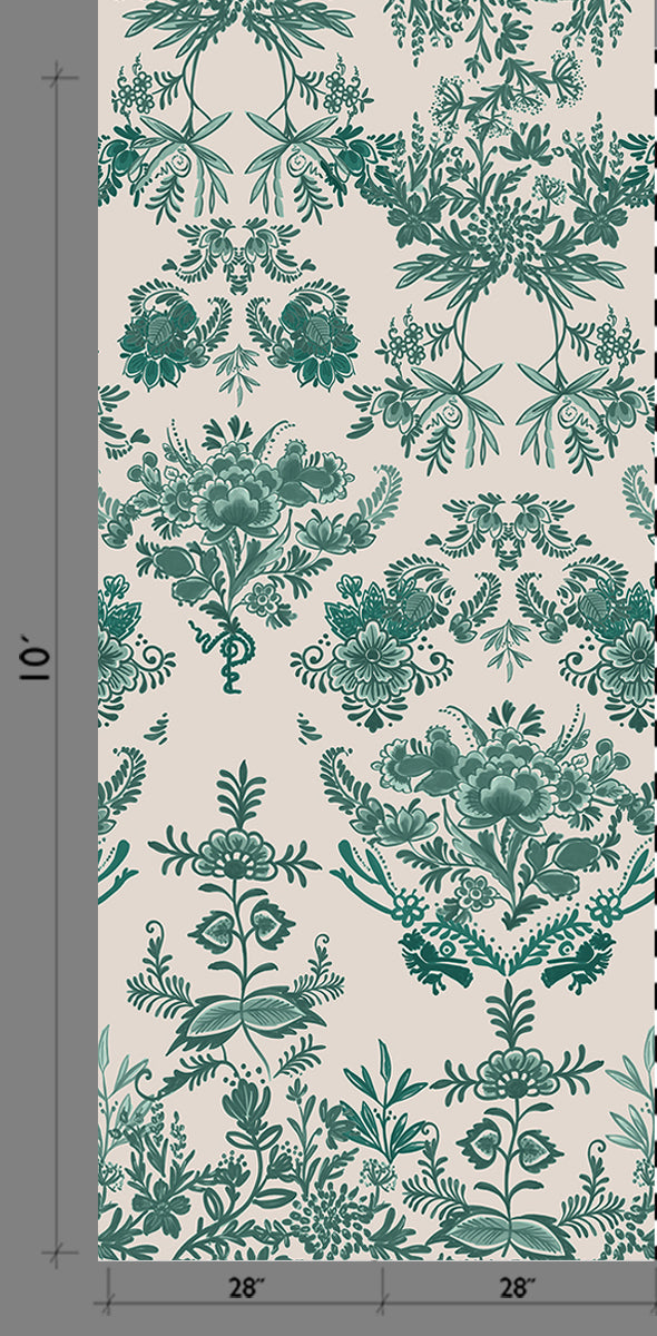 The Delft© Mural Wallpaper in Green from drop it MODERN.